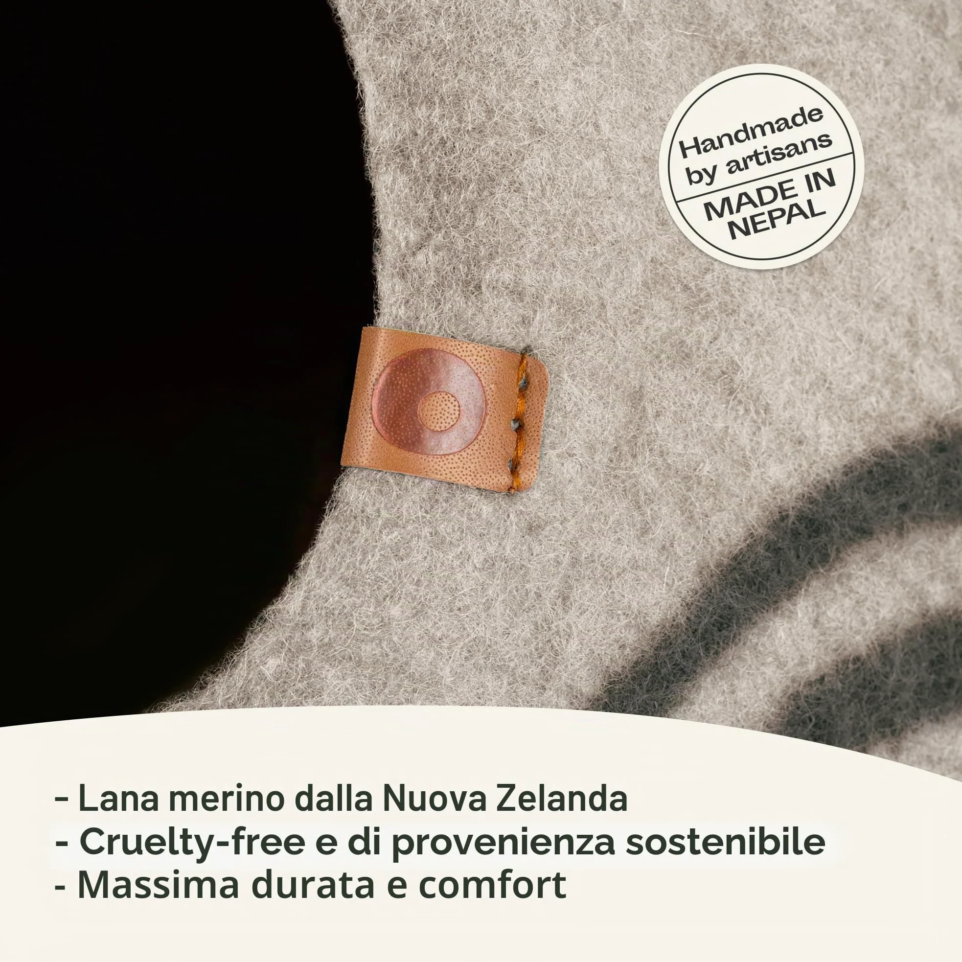 MEOWFIA Cuccia per gatti in feltro di alta qualità - Cuccia fatta a mano in lana merino per gatti e gattini (tonalità chiare) (medio, perla fumosa)
