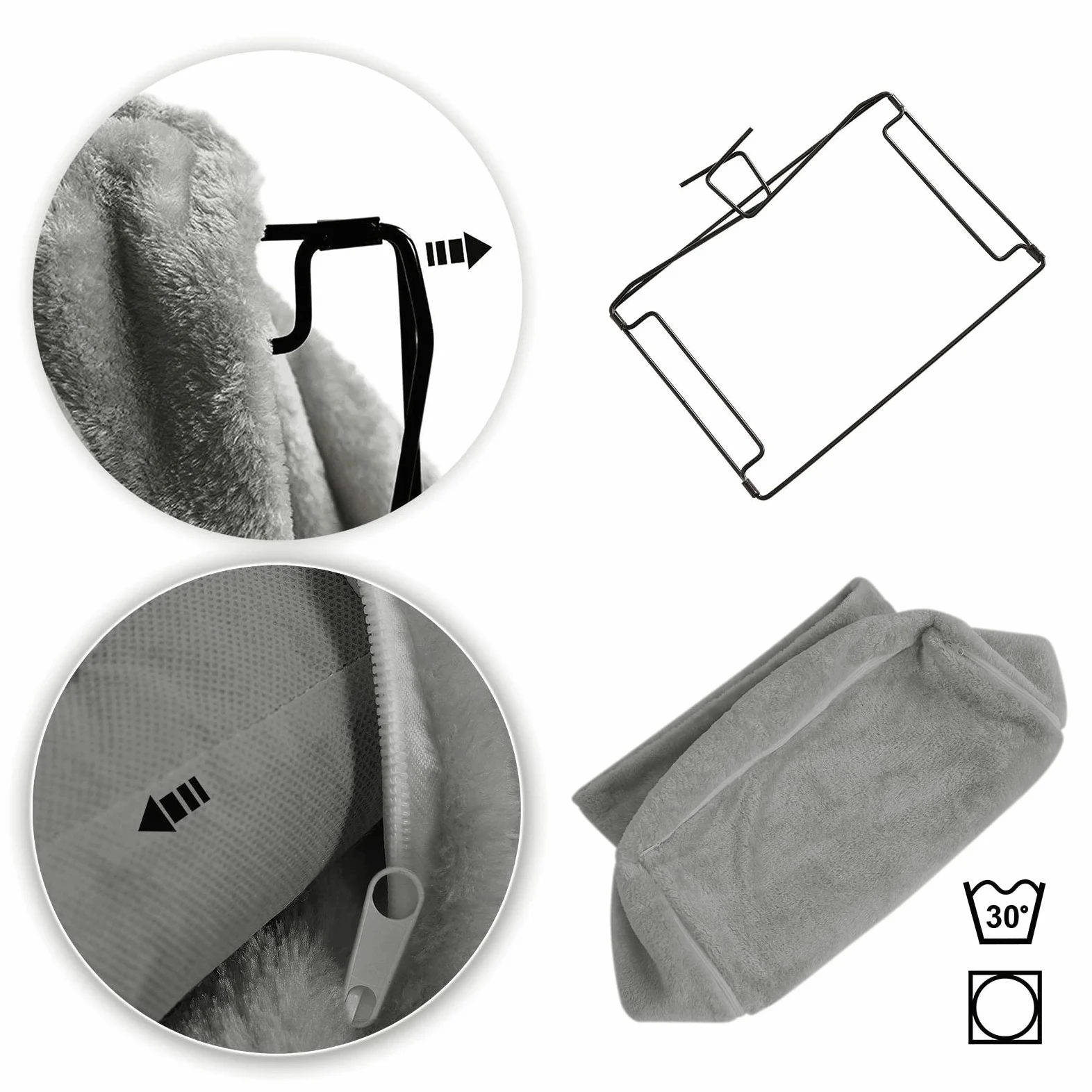 lionto Lettiera riscaldata per gatti con rivestimento in peluche lavabile, ganci in metallo adatti ai termosifoni standard, amaca in materiale confortevole, grigio scuro