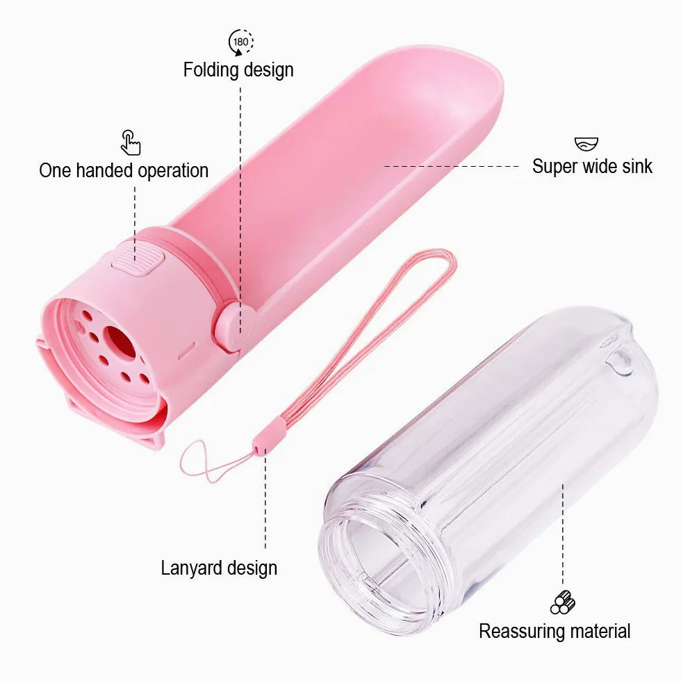 Borraccia Portatile per Animali Domestici da 420 Ml Ciotola Pieghevole per Cani A Tenuta Stagna Tazza da Viaggio All'aperto Cani Gatti,Bianca