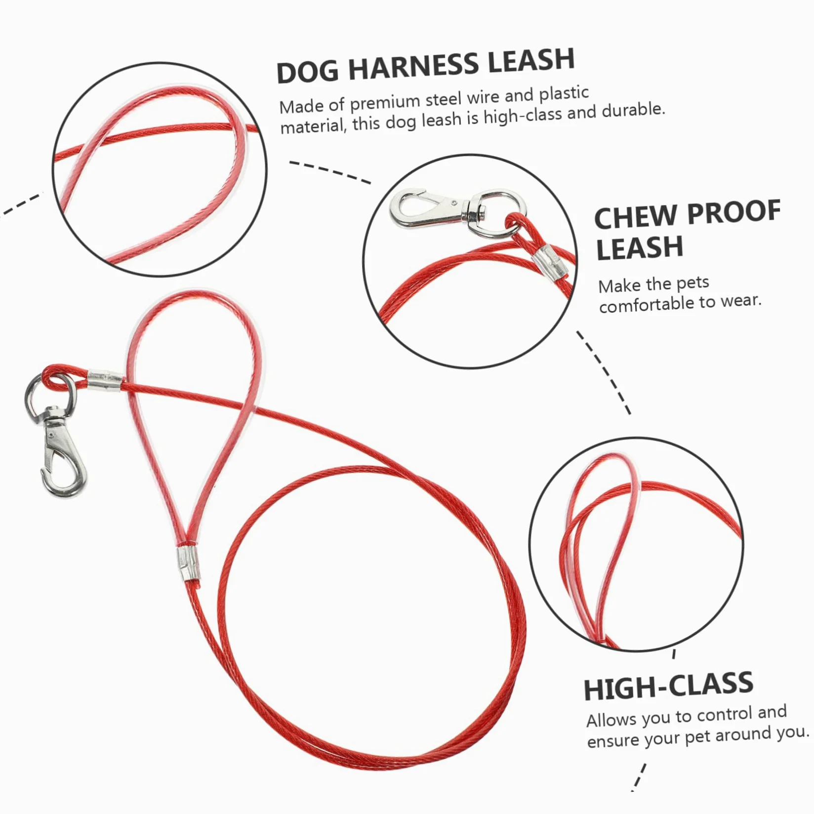 Sosoport 4pezzi Guinzaglio Per Cani Acciaio Resistente Agli Strappi Antimasticabile Accessorio Sicuro Per Passeggiate Quotidiane e Attività All Aperto