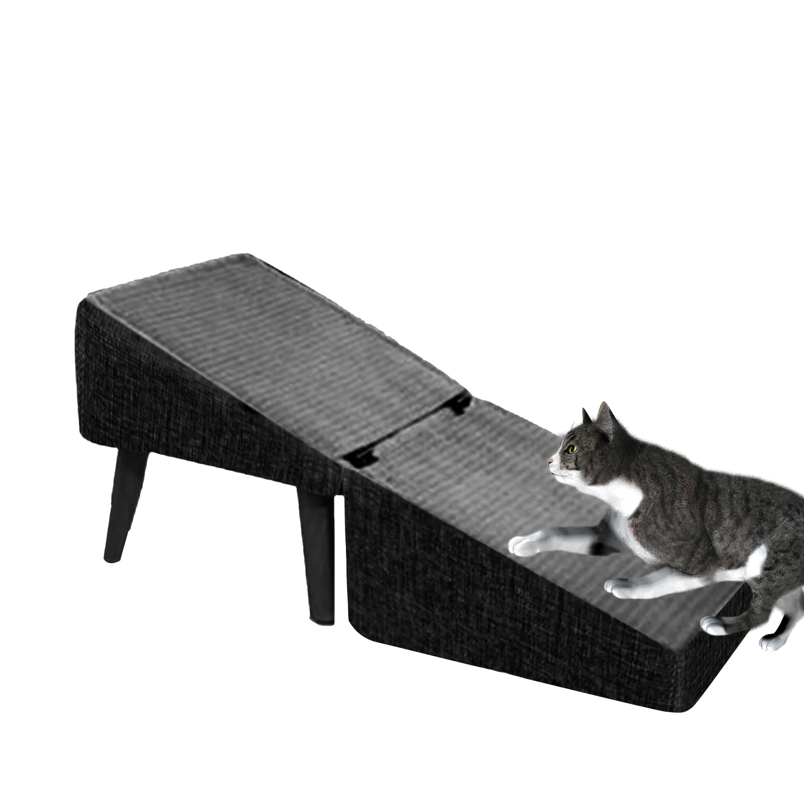 Pouf Pieghevole Rampa Per Cani Legno Stoffa Scaletta Per Cani Pieghevole Poggiapiedi Multifunzionale Per Piccoli Animali Con Supporto Per Schiena E Articolazioni Per Cuccioli E Gattini