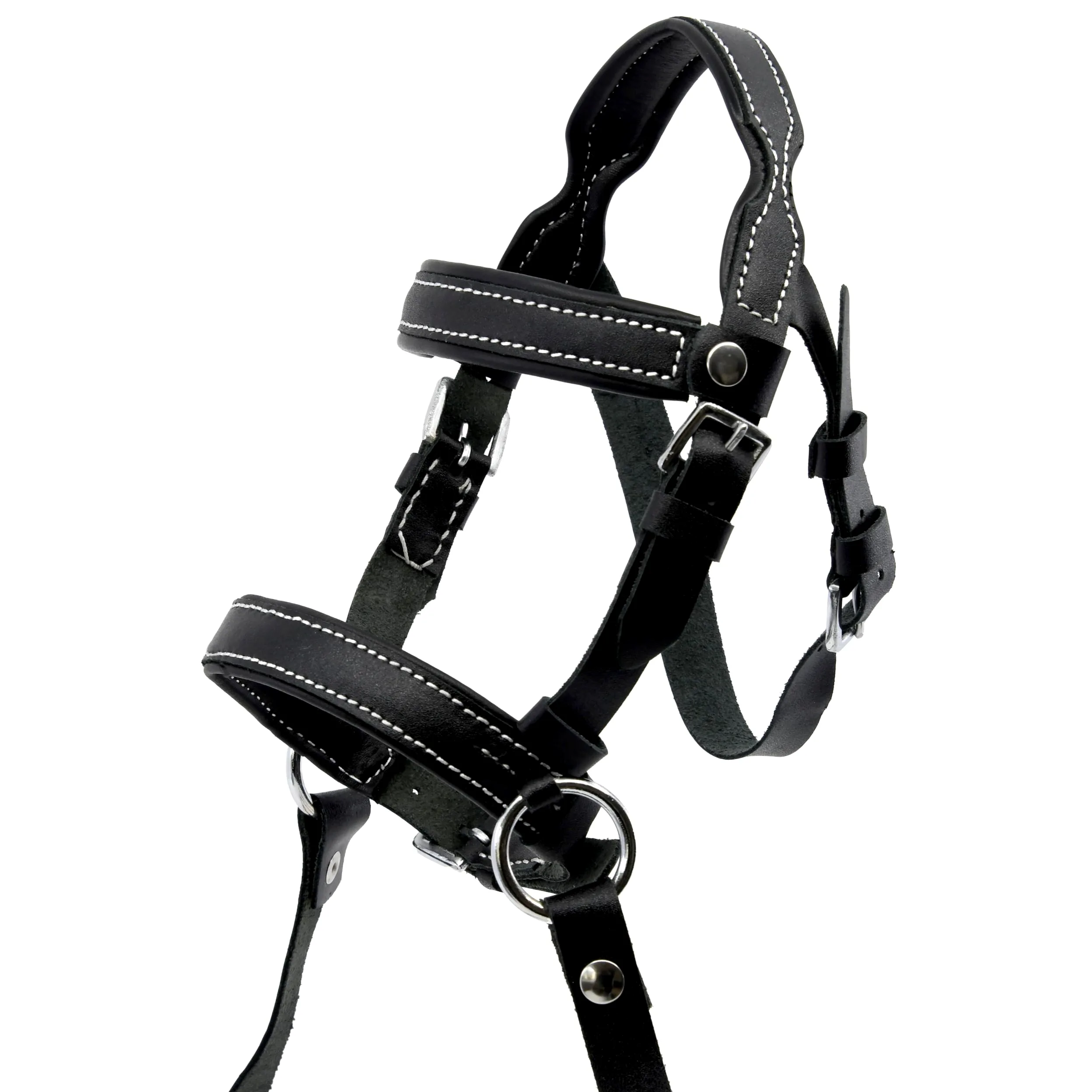Horse Horse - Rete etologica per Hobby Horse A3 e A4, colore: nero Regolabile con fibbia. Pelle sintetica trapuntata con cuciture bianche