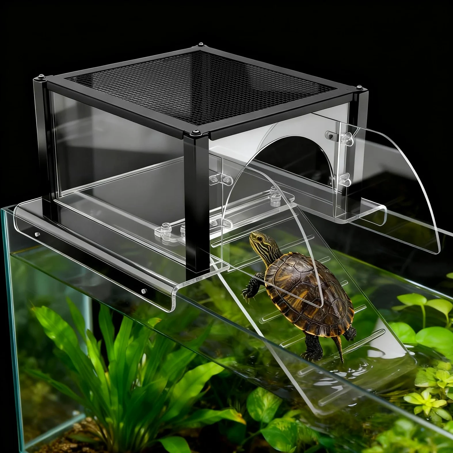 Turtle Topper Piattaforma Basking per tartarughe acquatiche serbatoio 10/20/29/55 galloni, rampa acquatica per rettili, terrazza tartarughe, accessori per acquari