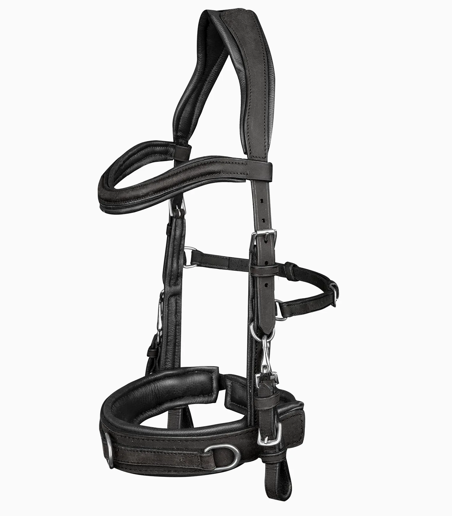 Leder-Kappzaum anatomic black Warmblut