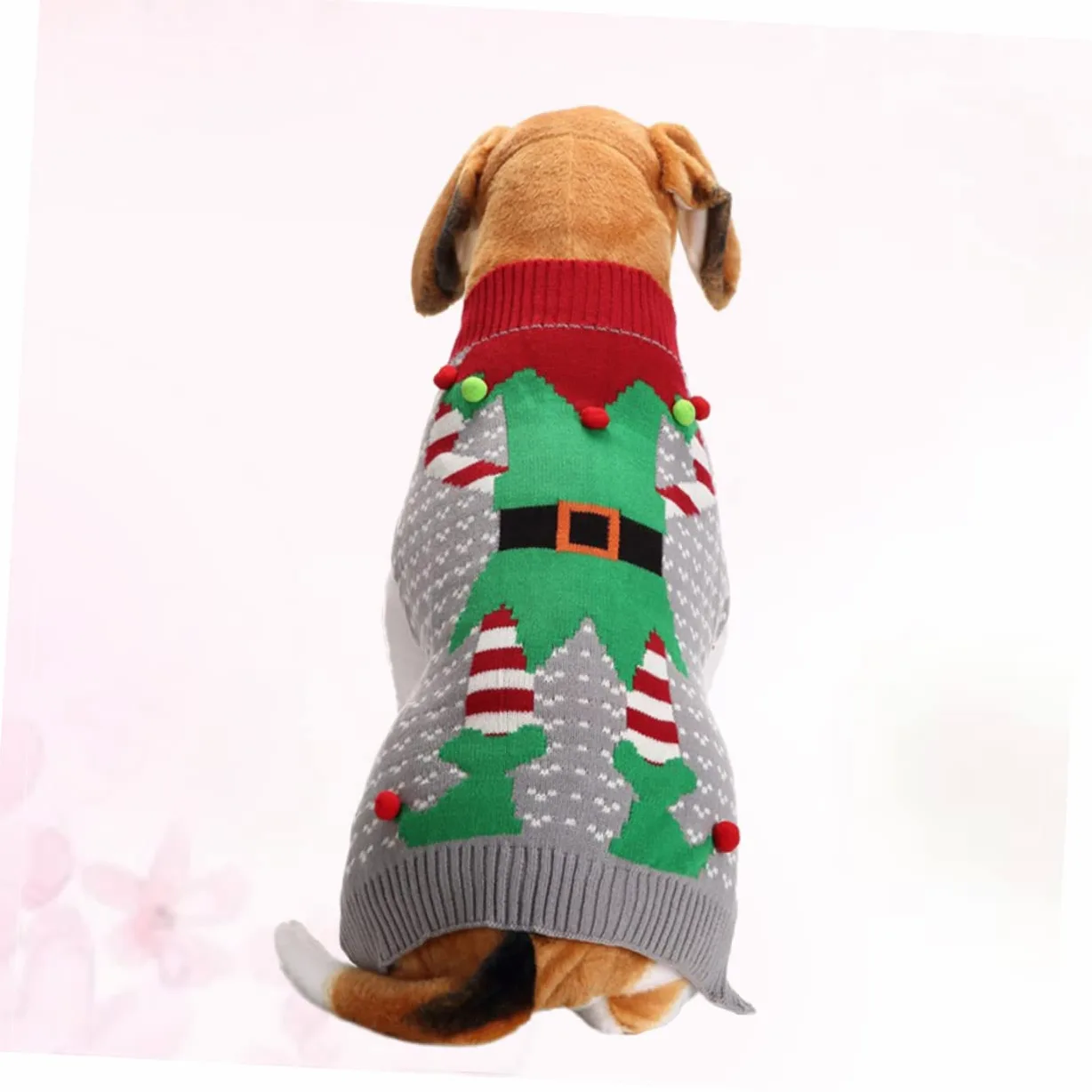 BESPORTBLE 3pezzi Costume Natalizio per Cani Maglione Grigio Clown per Animali di Piccole e Grandi Abbigliamento Festivo per Cuccioli Maglione Pelliccia Morbida per Natale