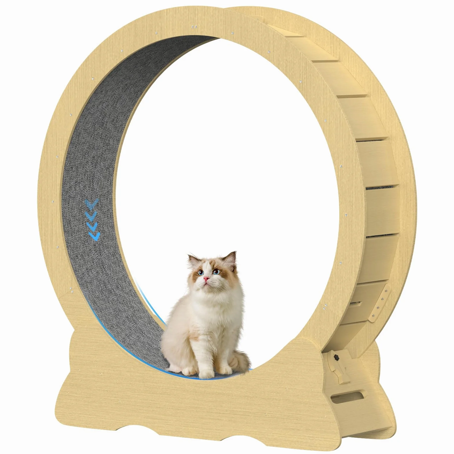 Tapis Roulant per Gatti, 132cm Ruota da Corsa per Gatti in Legno, Ruota per Esercizi per gati, Super Silenzioso, Tapis Giocattolo per gati in Casa (Naturale, XXL)