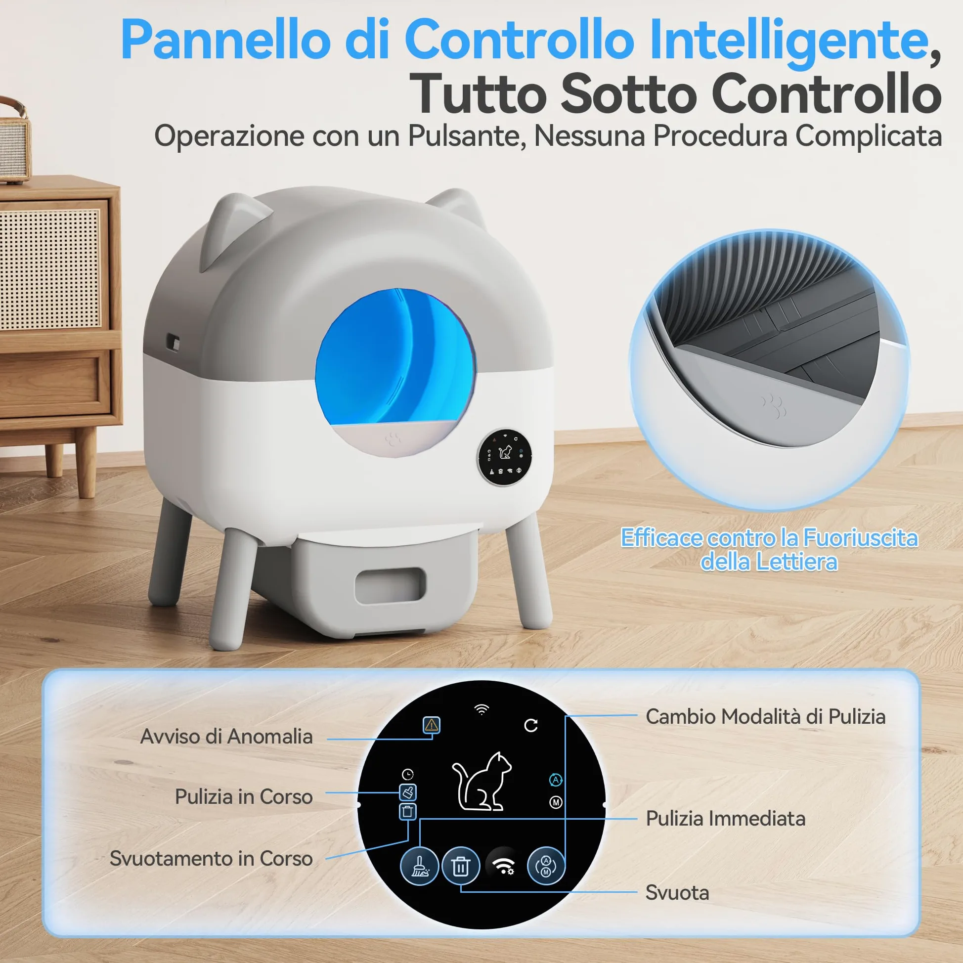 JUMMICO Lettiera autopulente per gatti XXL, grande capacità 90L+15L, controllo tramite app, pannello operativo, monitoraggio salute intelligente IA, lettiera per famiglie con più gatti