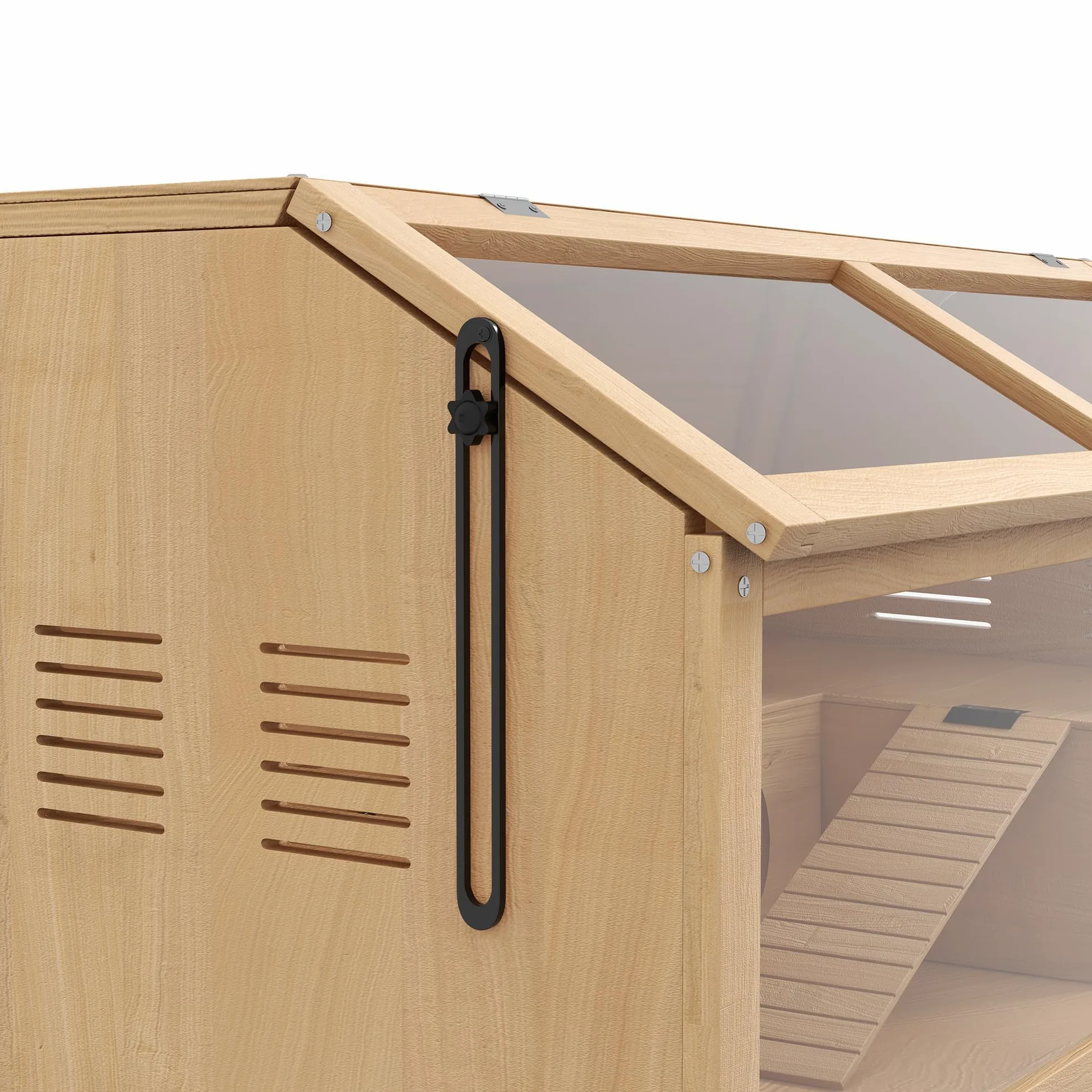 PawHut Gabbia per Criceti Apribile con Piattaforma, Scalette, Capanna e Ponte, Gabbia per Roditori in Legno di Abete, 85x45x44 cm, color Legno