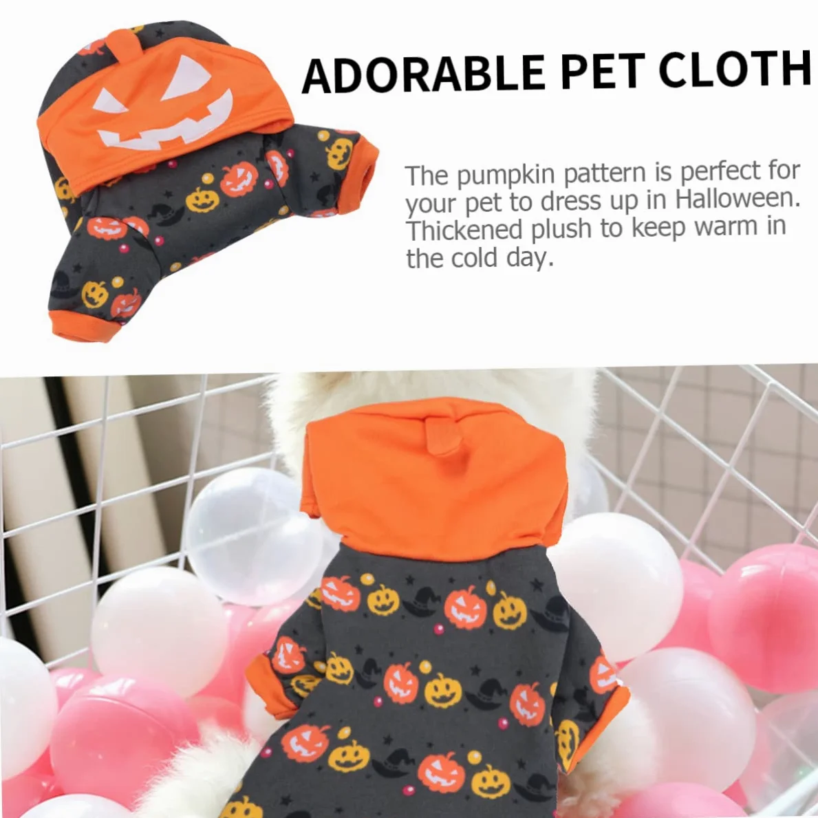 HMJGDHX 2 Pezzi Cappotto per Abbigliamento per Costumi per Animali Domestici per Halloween Cosplay Vestiti di Zucca per Cani Orecchie per Cani per Giacca per Cuccioli