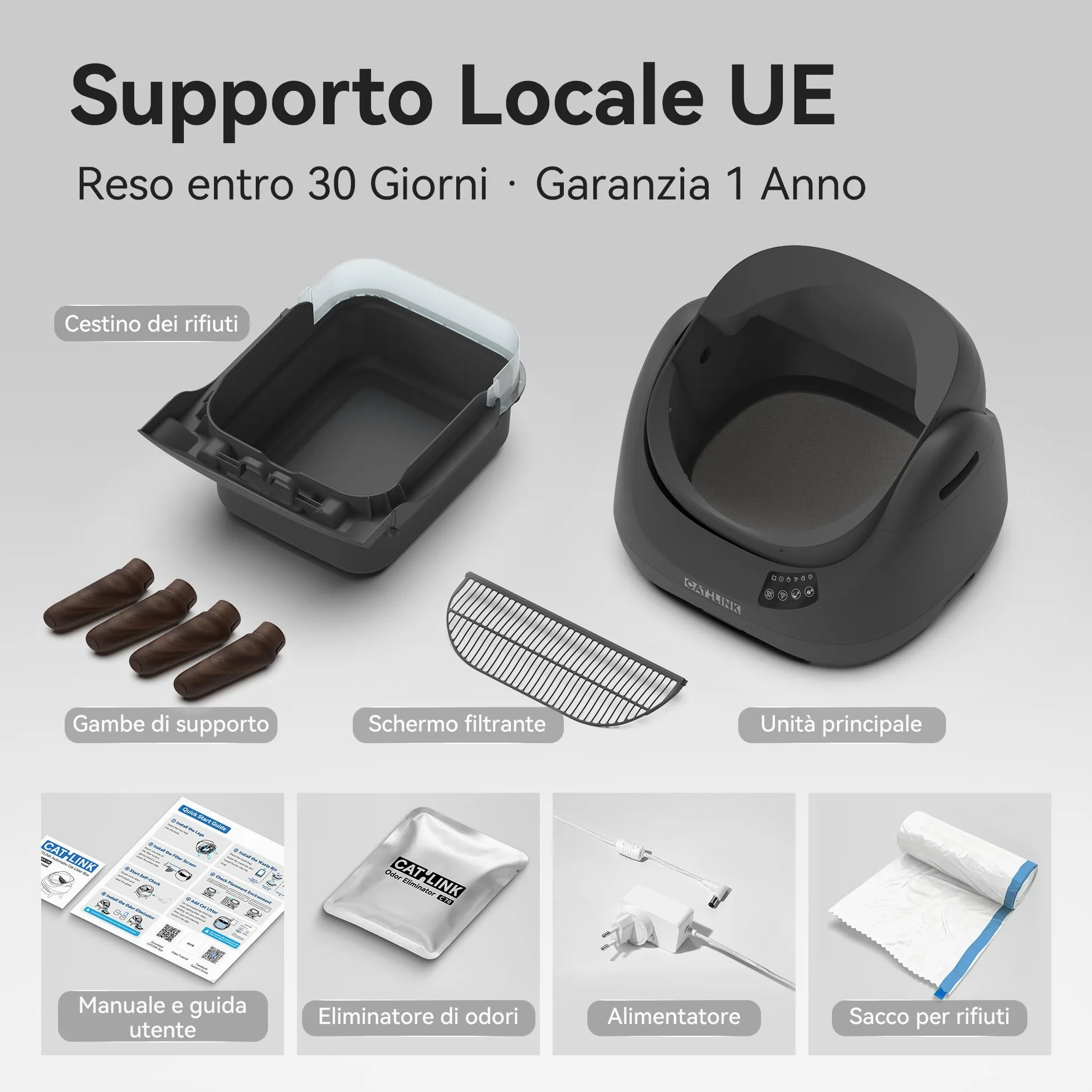 CATLINK Lettiera Autopulente per Gatti, Design Aperto con Ingresso dall'Alto, Wi-Fi 5 GHz, Capienza XL 12L, Compatibile con Tutti i Tipi di Sabbia, Ideale per Famiglie con Più Gatti(Bianco)