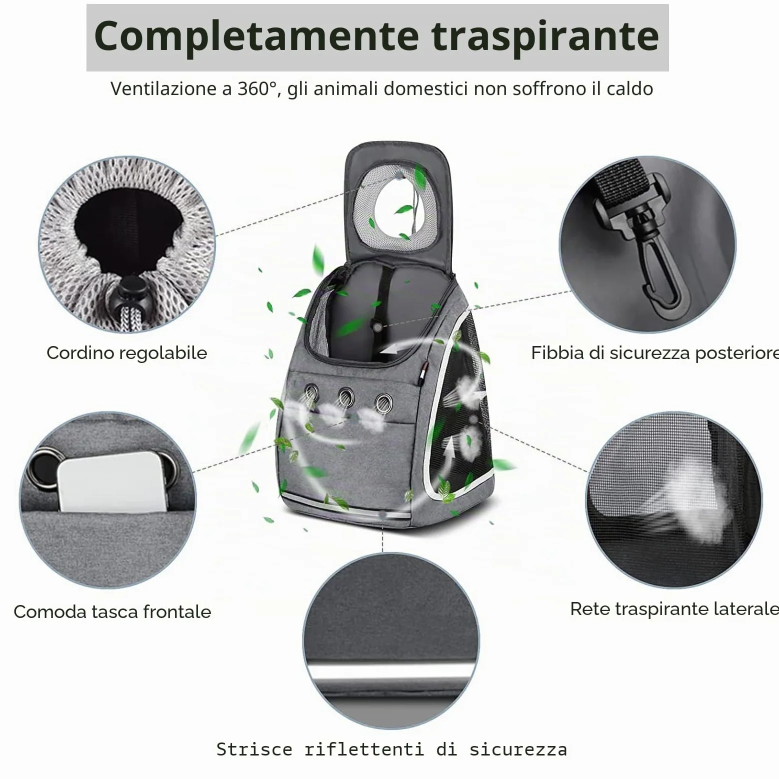 PETCUTE Zaino per cani trasporto per gatti cane piccolo borsa marsupio porta animali per viaggi, campeggio Borsa da trasporto per cani