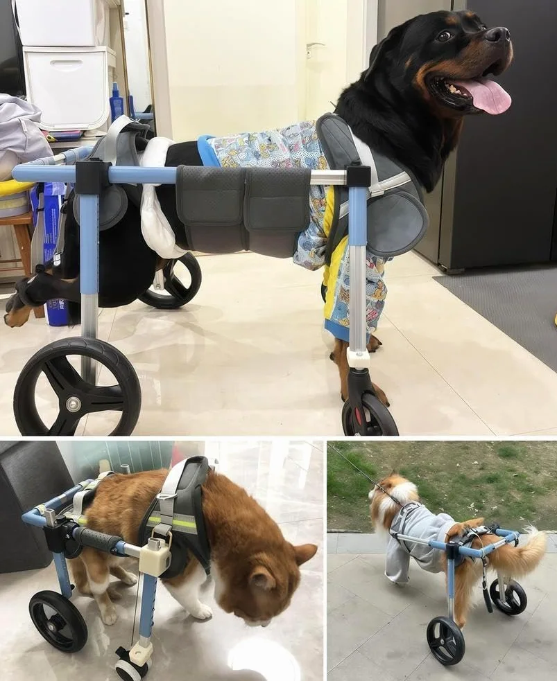 Supporto per Gambe Regolabile per Sedia A Rotelle per Cani A 4 Ruote, Sedia A Rotelle per Gambe Posteriori per Cani, Ausilio per La Mobilità A Supporto Completo