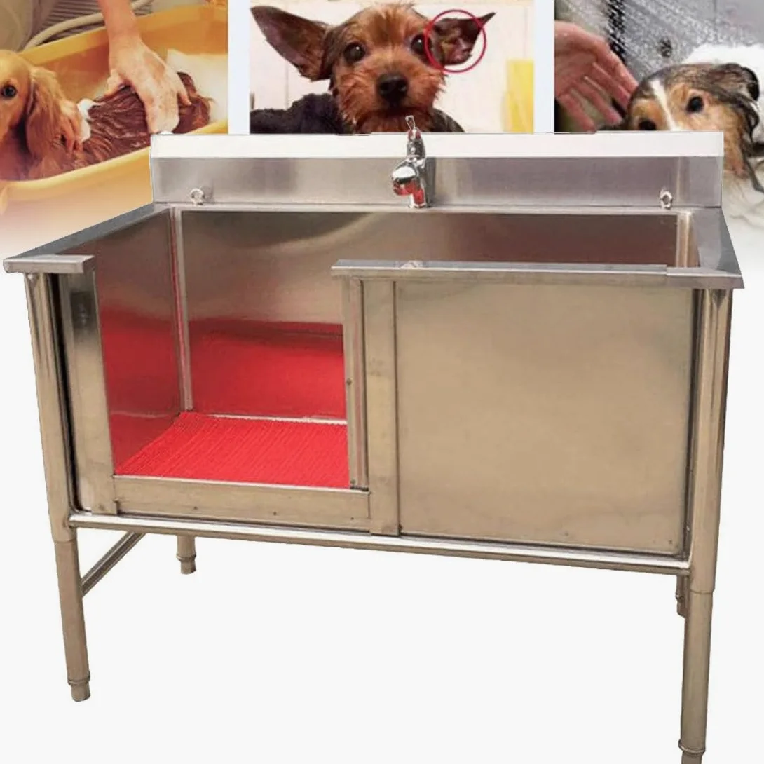 Vasca da Bagno per Cani, Vasca in Acciaio Inossidabile Stazione di Lavaggio per Cani, Vasca per Toelettatura per Cani,80cm/31in
