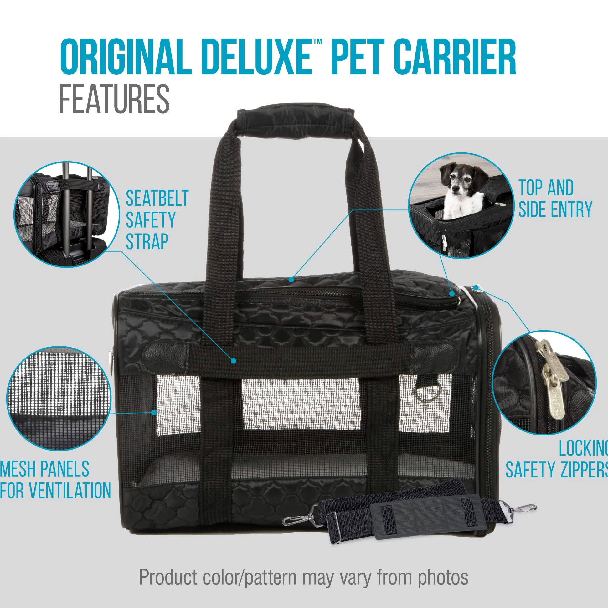 Sherpa Original Deluxe Airline Approvato Pet Carrier - Griglia Nera Grande