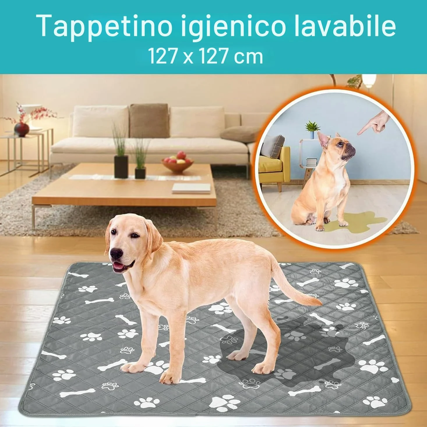 Scatola per il parto per cani e cuccioli, penna per il parto con binari per cani di taglia grande, media e piccola, cuccioli (127 x 127 cm)