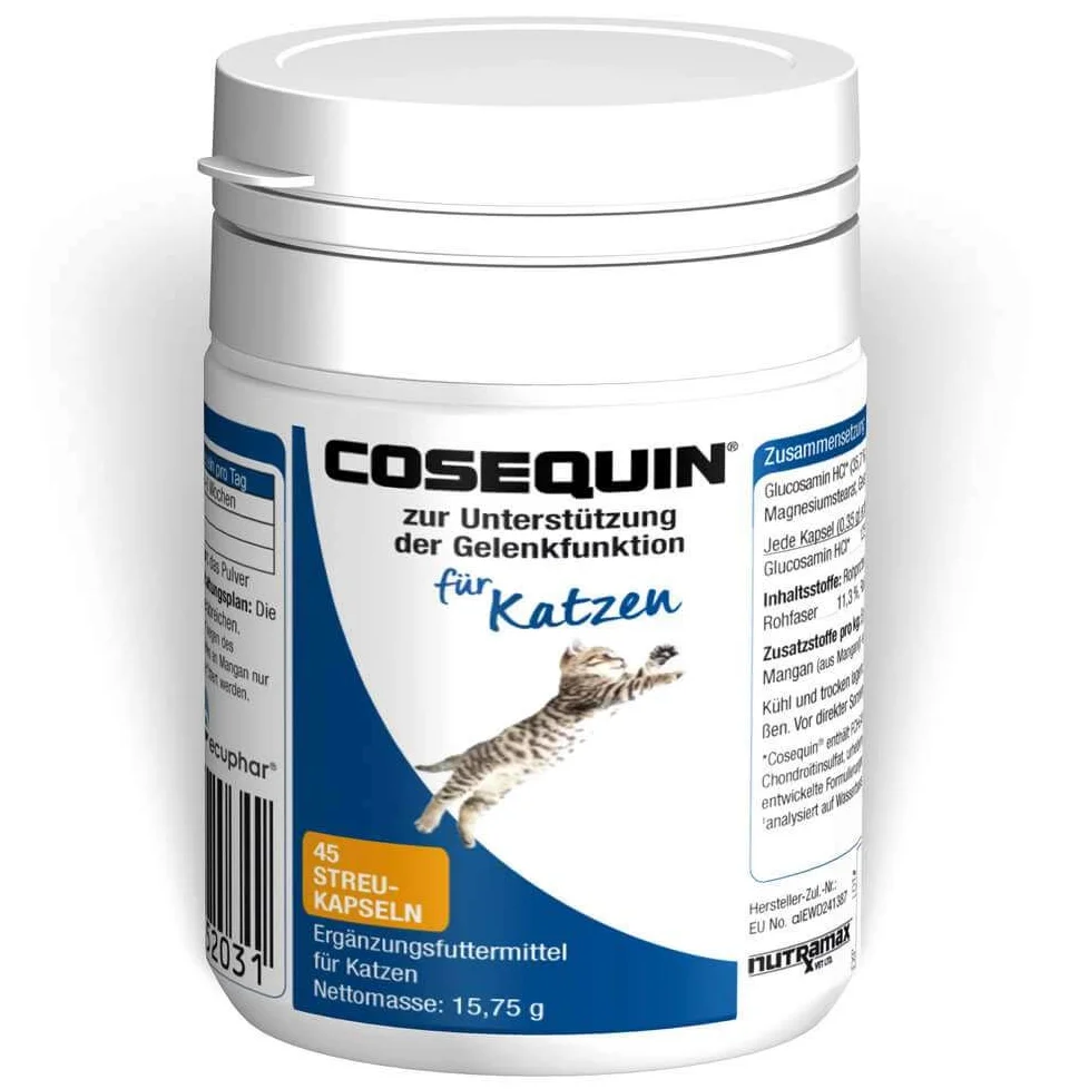Ecuphar Cosequin Gatto | Confezione Doppia | 2 x 45 capsule | Integratore alimentare per gatti | Per supportare articolazioni, cartilagine e tendini | Contiene glucosamina e condroitina
