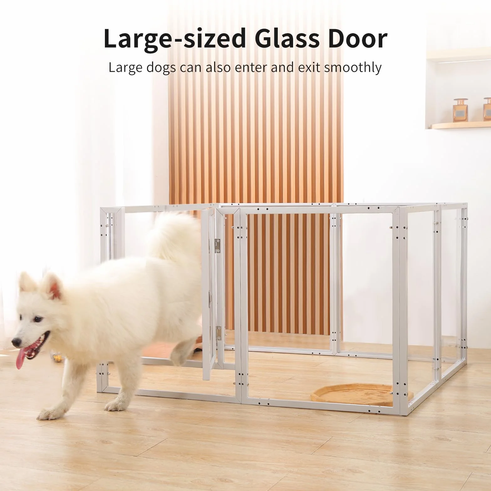 Recinto per cani in acrilico con porta, box recintato per cuccioli H:60cm, recinto per cani per interni/esterni, recinzione per animali domestici in metallo resistente e facile da pulire, per cuccioli