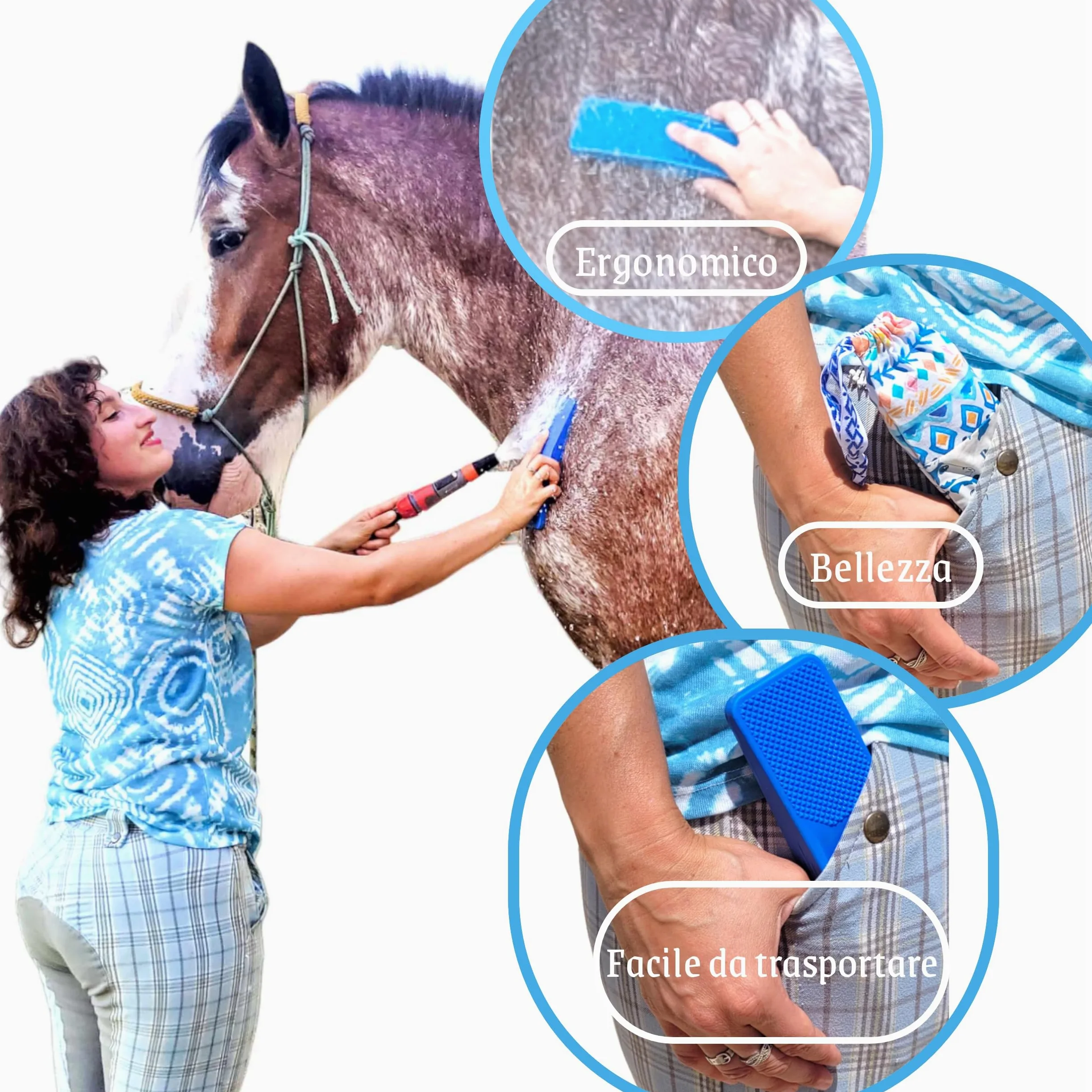 Spazzole per Cavalli, Kit 6 In 1 per La Strigliatura Dei Cavallo Spazzola PURE HORSE Pettine Massaggiante per Cavalli Grooming, Spazzola Morbida, Massaggio ] per la Pulizia Di Testa E Corpo, Shampoo