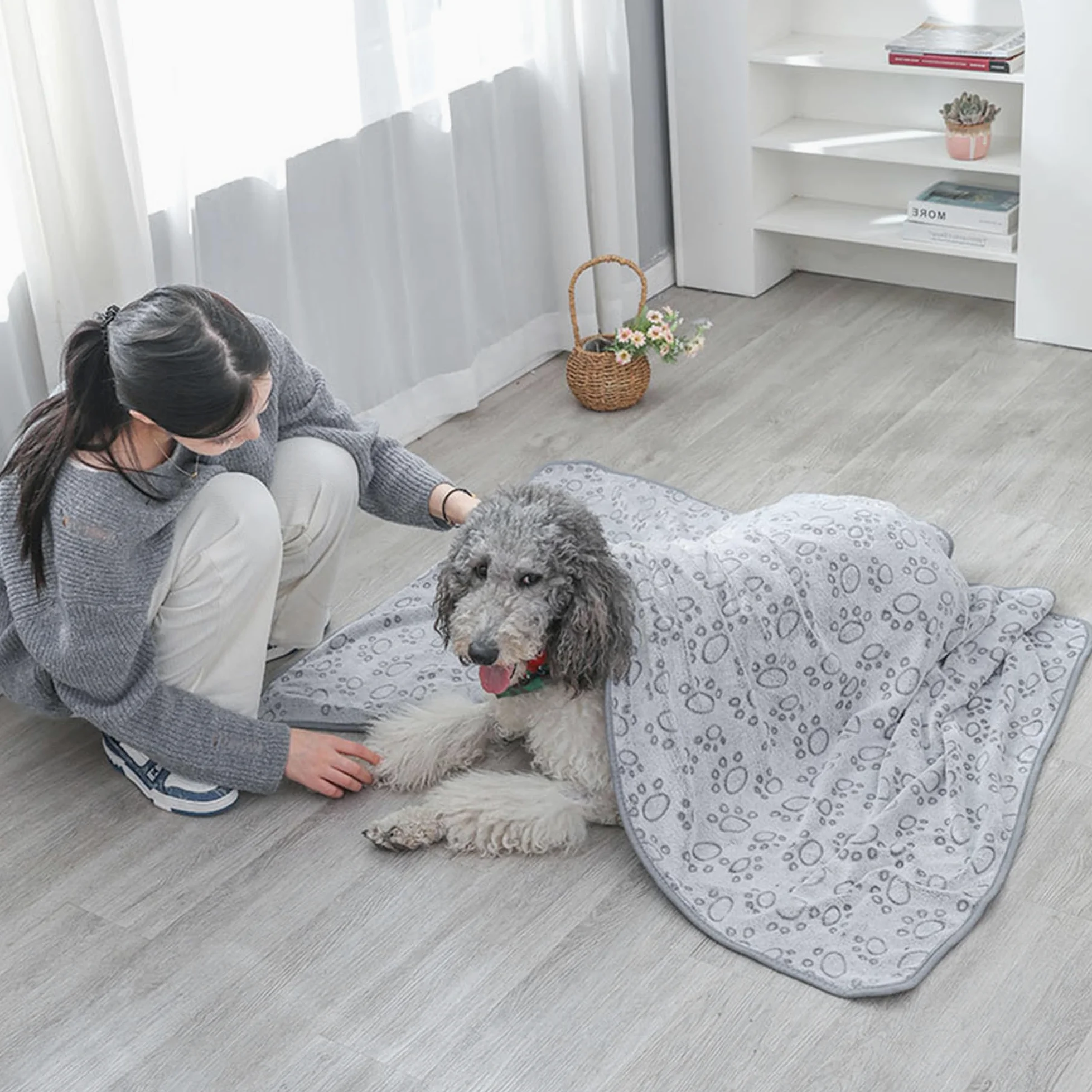 Confezione da 2 coperte per animali domestici di grandi dimensioni, con stampa di zampe, morbida coperta calmante per cani e gatti, calda coperta per dormire, divano, letto, divano (200 x 160