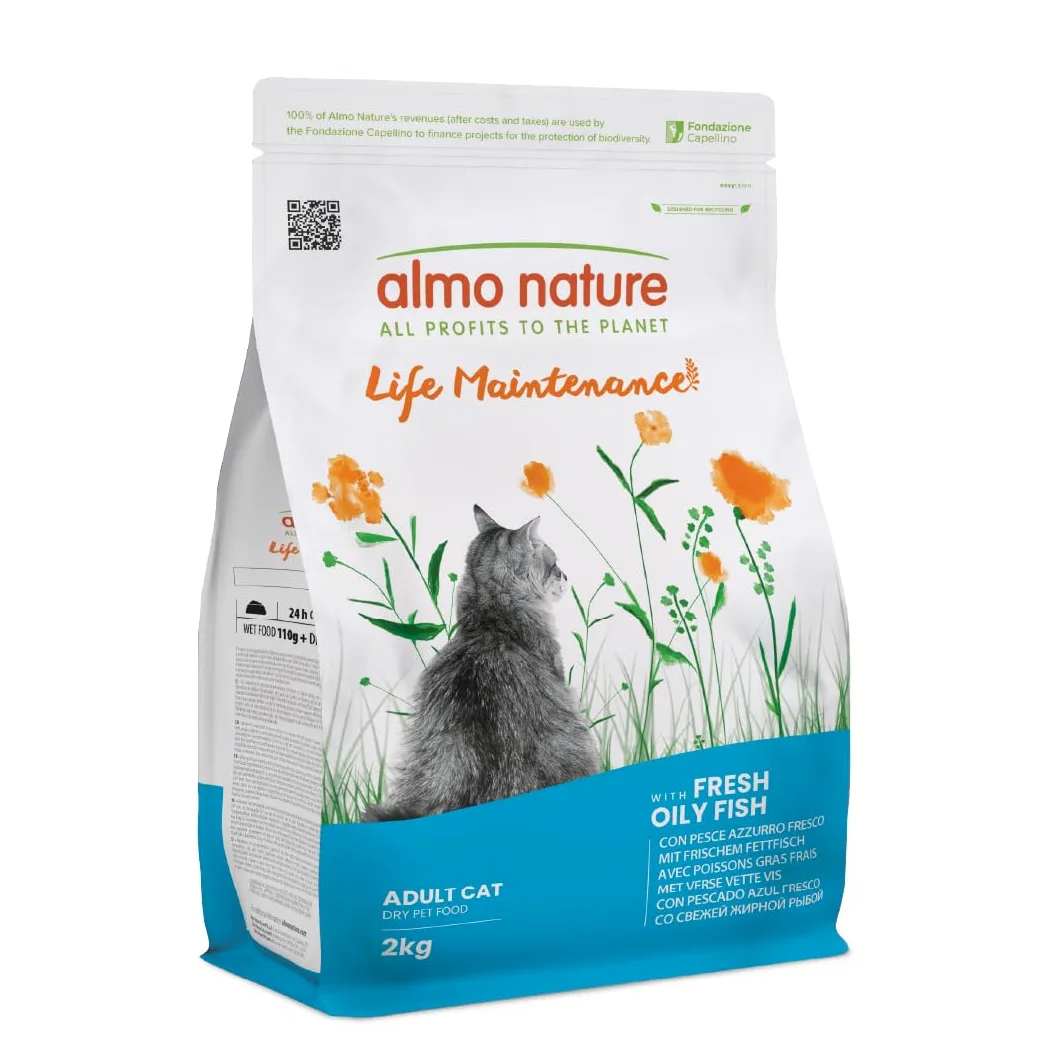 Almo Nature Life Maintenance - Crocchette per Gatti Adulti con Pesce Azzurro Fresco come 1° Ingrediente - Sacco da 2kg