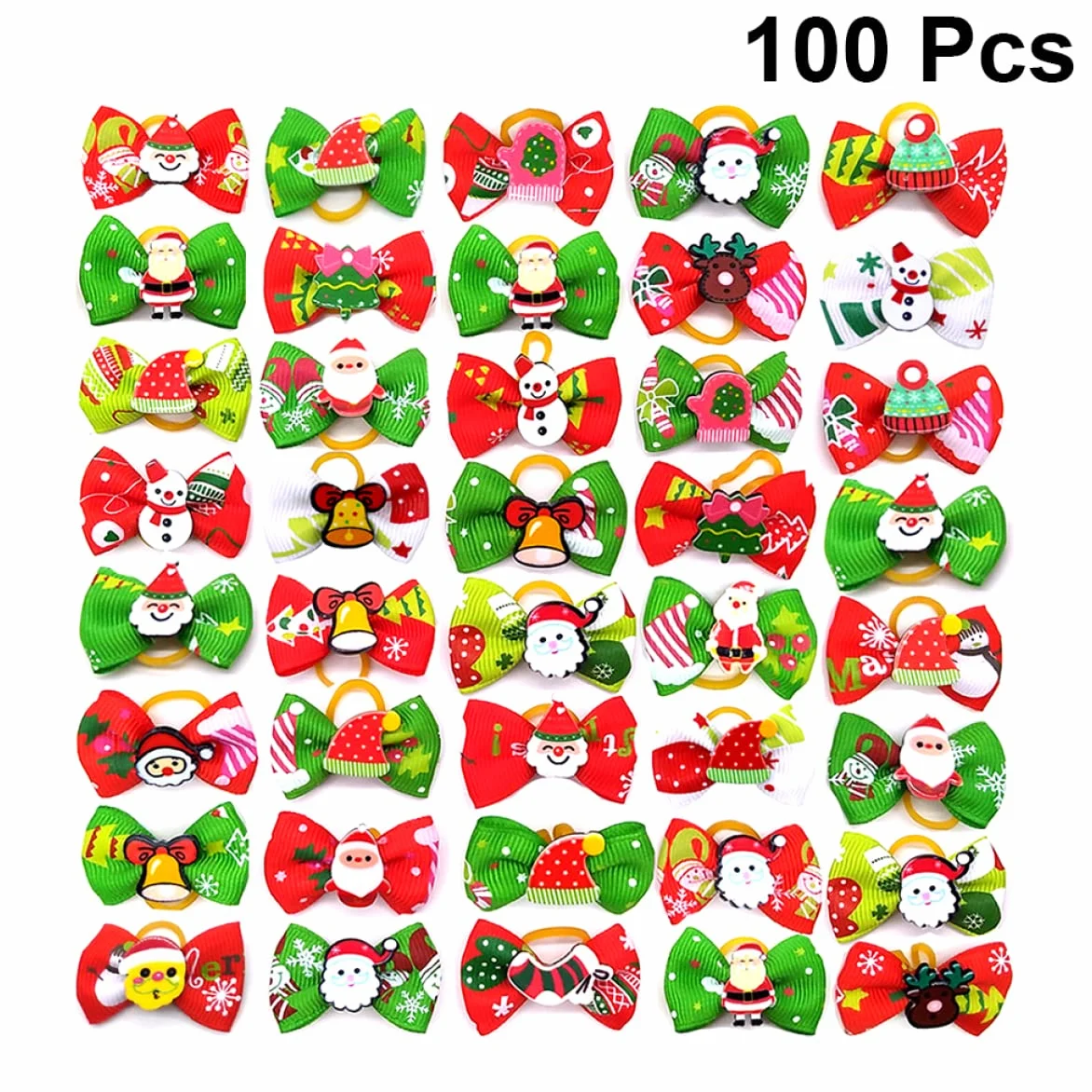 Mipcase 200 Pz Natalizi per di Animali Domestici Fiocchi di Pelo di Cane di Natale Fiocco di Natale per Cani Fiocchi di Pelo di Cucciolo Fiocchi di Cucciolo Elastico Il Cane