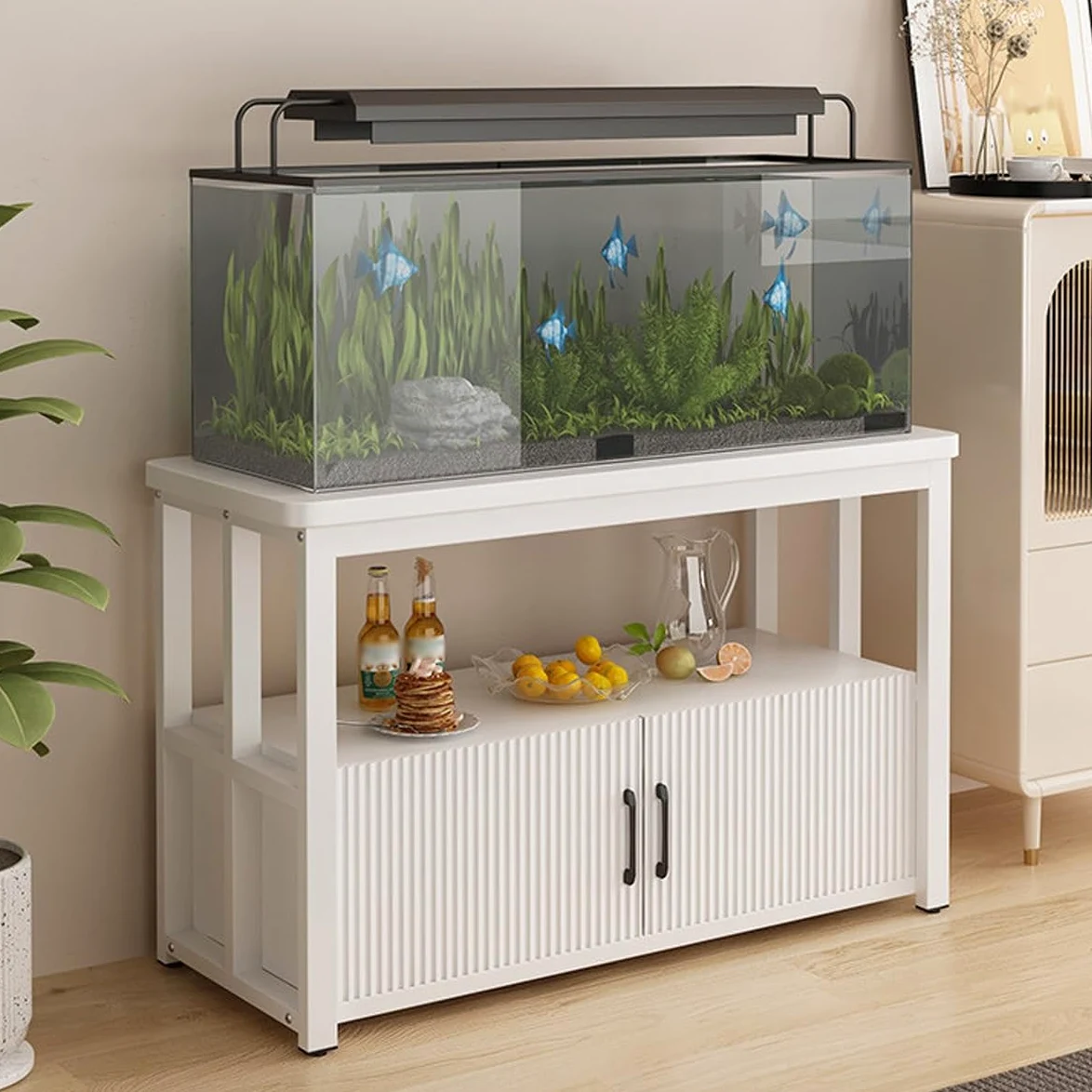 Mobile Acquario In Metallo Robusto Con Vano Contenitore Per Casa | Supporto Per Acquario Con Contenitore Tavolo In Metallo Robusto Con Mobile Per Casa(E,60*30cm/23.6*11.8in)