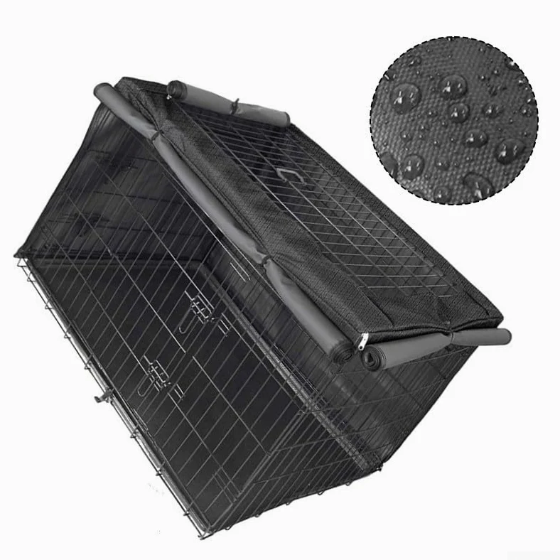 Copertura per gabbia per cani, copertura per gabbia per cani, in tessuto Oxford 420D, protezione antipolvere nera, impermeabile, 95 x 61 x 61 cm, 110 x 73 x 76 cm, 125 x 77 x 81 cm (110 x 73 x 76 cm)