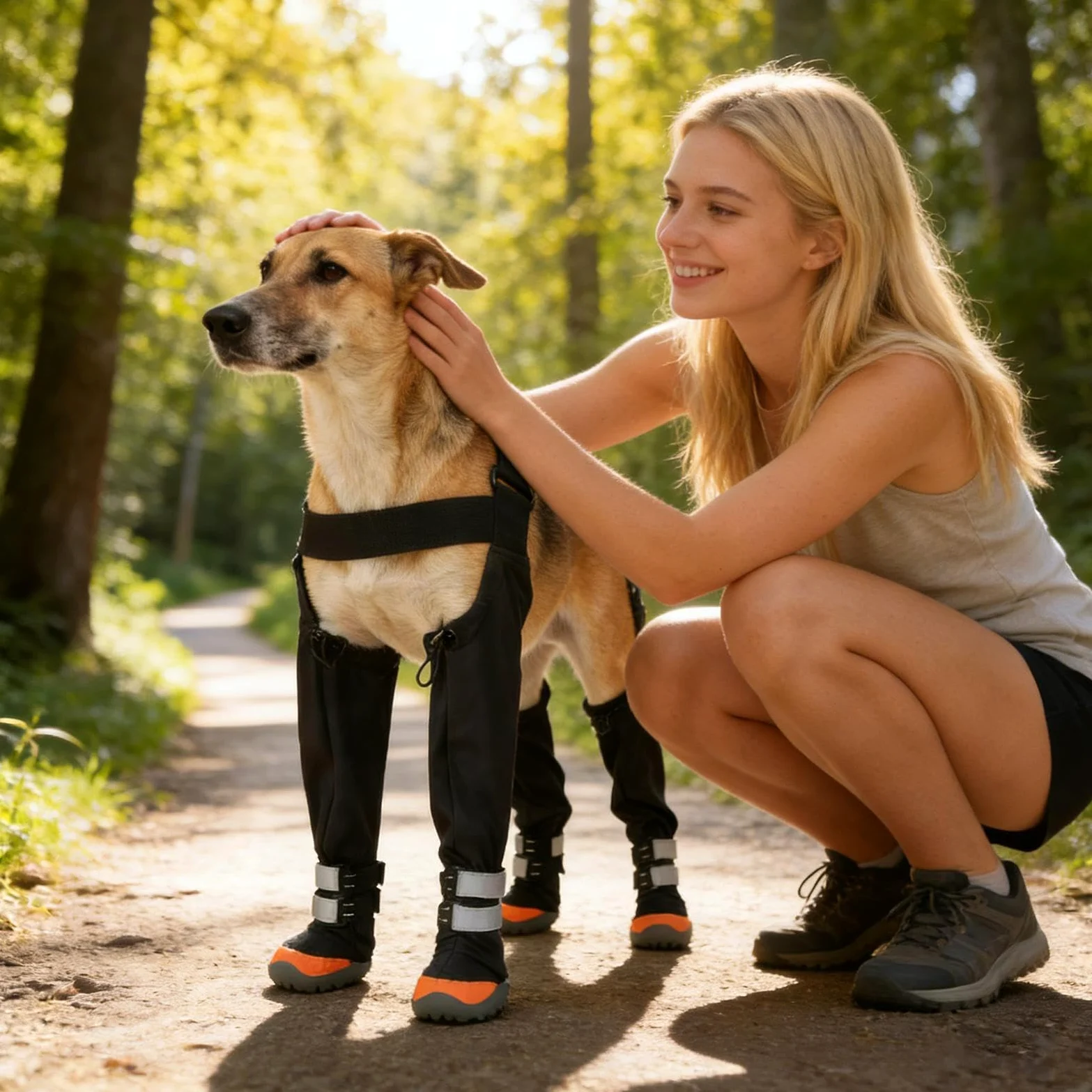 Stivaletti Regolabili per Cani Antiscivolo Impermeabile Protettore | Pantaloni da Neve Antiscivolo Regolabili con Striscia Riflettente per Cuccioli e Cani, Ideali per Passeggiate Inverna