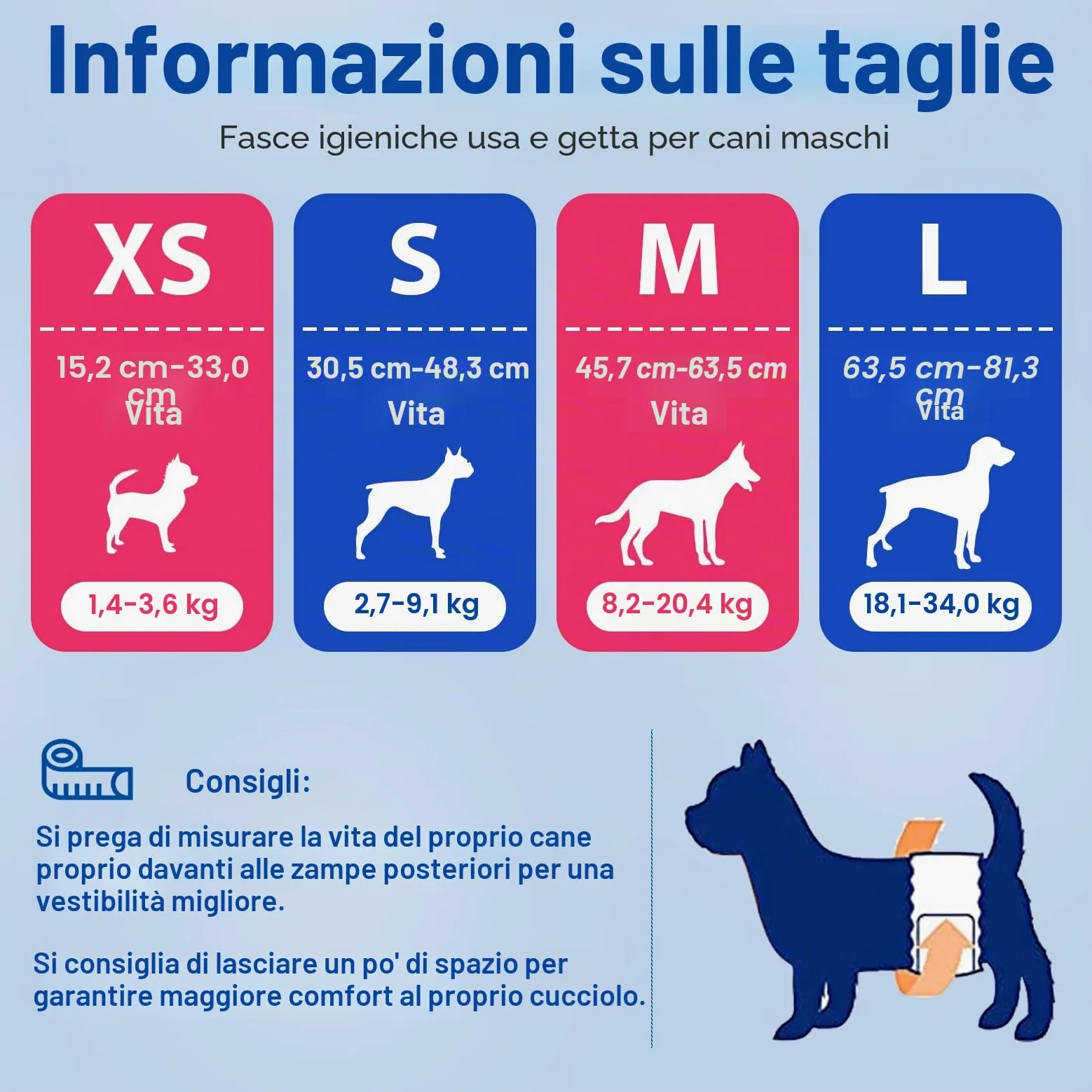 MICOOYO Pannolini usa e getta per cani maschi, mutandine super assorbenti per cani maschi, pannolini per cani con indicatore di umidità (S, confezione da 50)