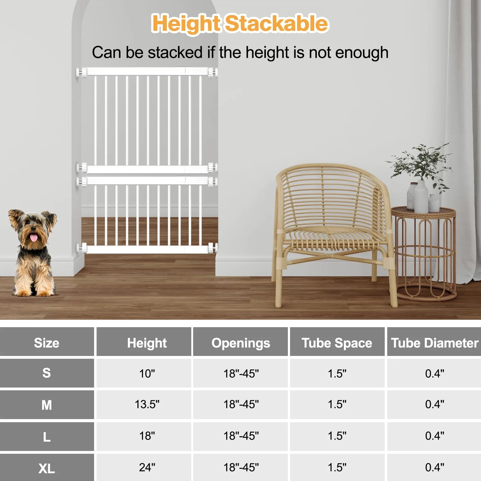 Fldofaves - Griglia corta per cani, extra larga, 45 – 115 cm, per cani in interni, altezza 45 cm, per porte, scale, corridoi, griglia espandibile con 3 estensioni