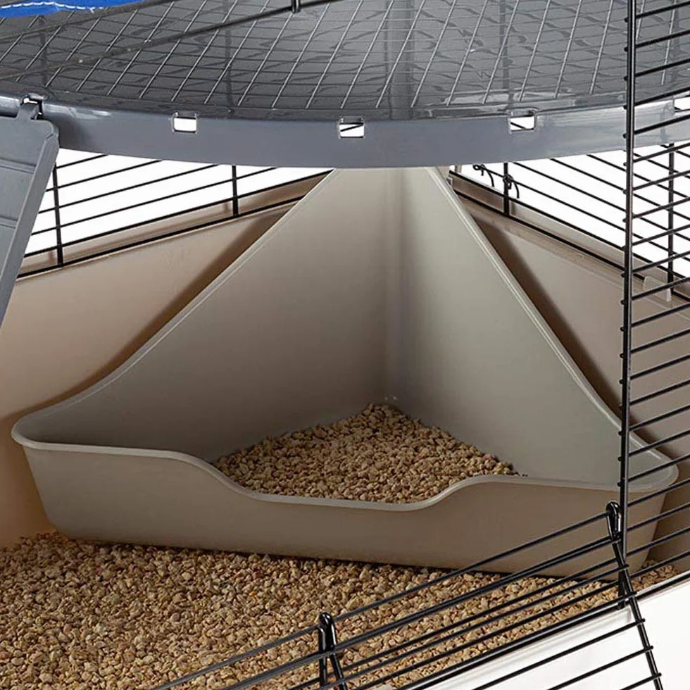 Ferplast Confortevole gabbia per furetti e ratti FURAT, Struttura su più livelli con accessori inclusi, Angoli rinforzati, Metallo verniciato Nero e plastica, 78 x 48 x h 70 cm