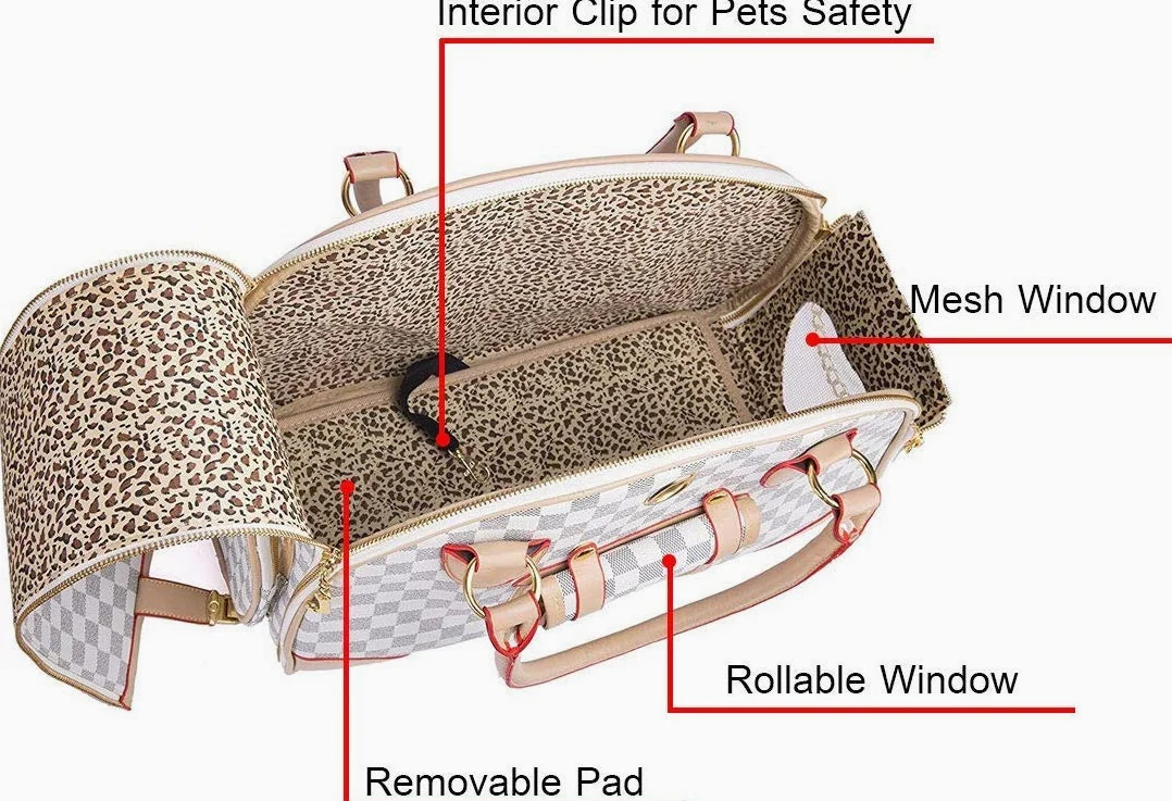 Set di sacchetti regalo per cuccioli di cane chihuahua, borsa pieghevole per gattini, aerei e aerei, può essere utilizzata per borse da viaggio per piccoli animali domestici (L, marrone bianco