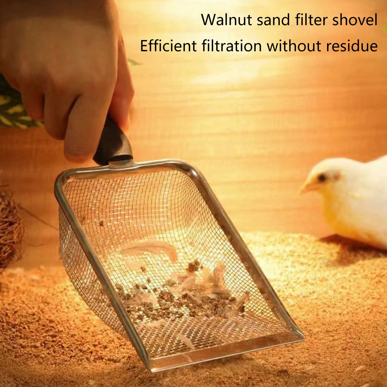 Rettili Acciaio Inox Sabbia Paletta In Metallo Setaccio Rete Fine Terrario Substrati Cleaner Angolo Setaccio Cleaner