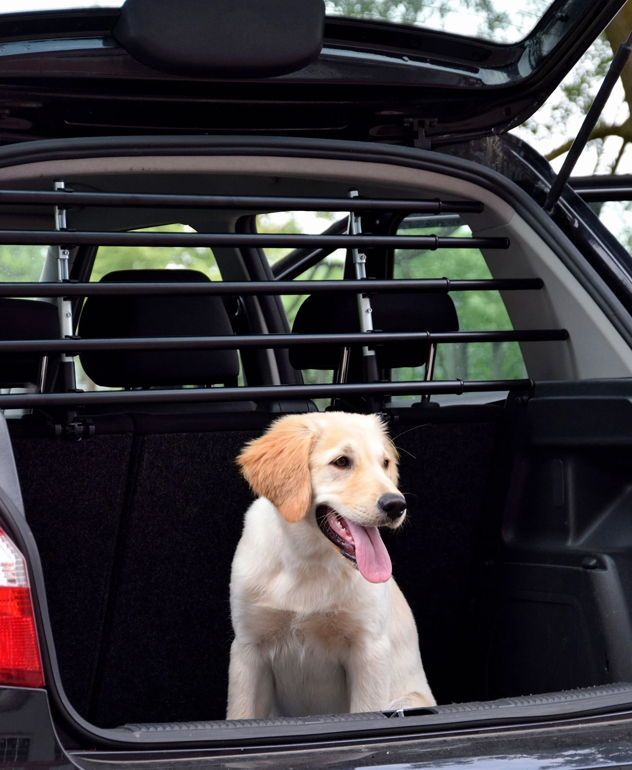 dobar 62200 Walky Barrier griglia divisoria Pieghevole per Bagagliaio, per Cani, Adattabile a Qualsiasi Auto, 28–36 x 82–141 cm, Colore Nero