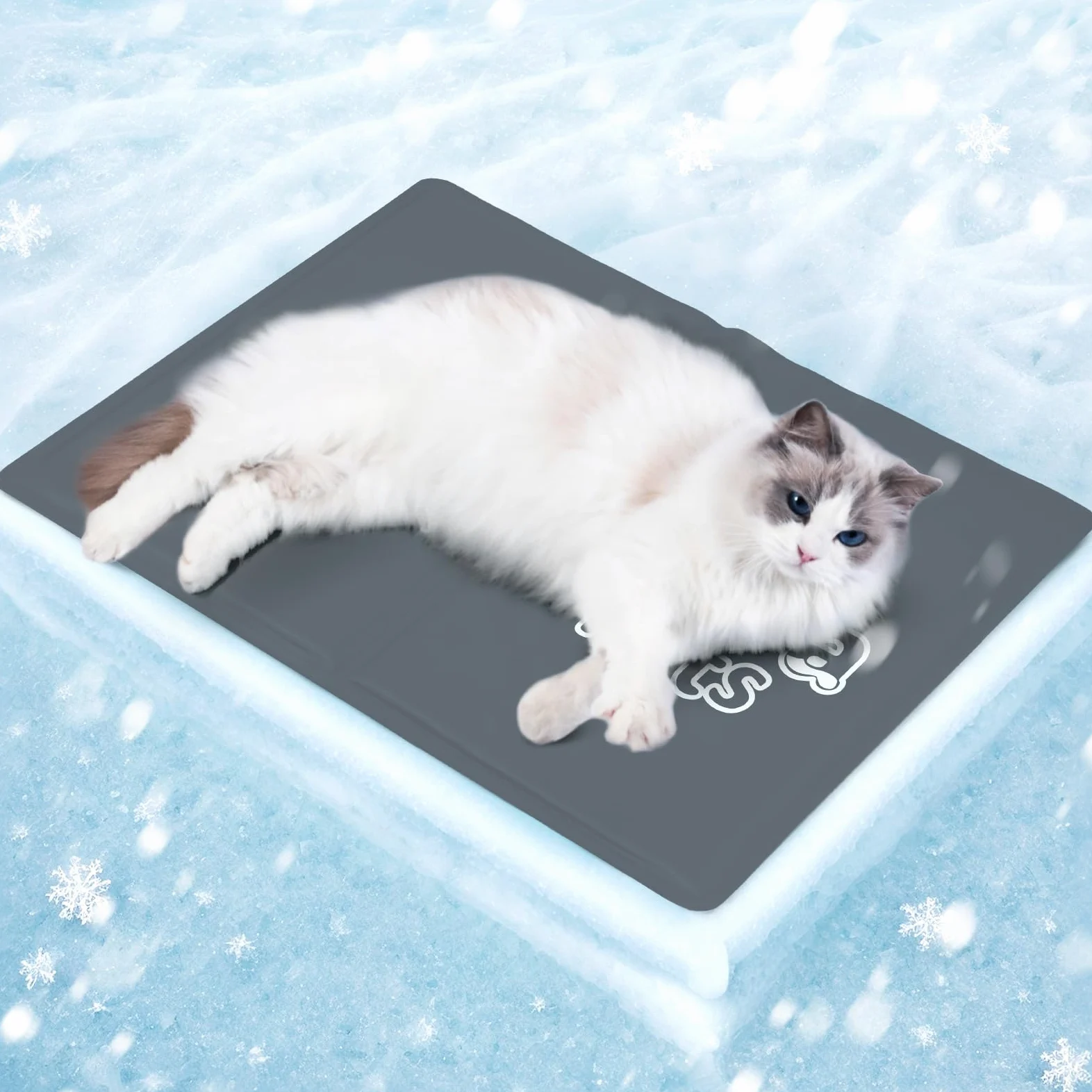 Mora Pets Tappetino Refrigerante per Cani e Gatti Tappeto Rinfrescante in Gel Non Tossico Materassino Raffreddamento per Animali in Estate Grigio S 50 x 40 cm