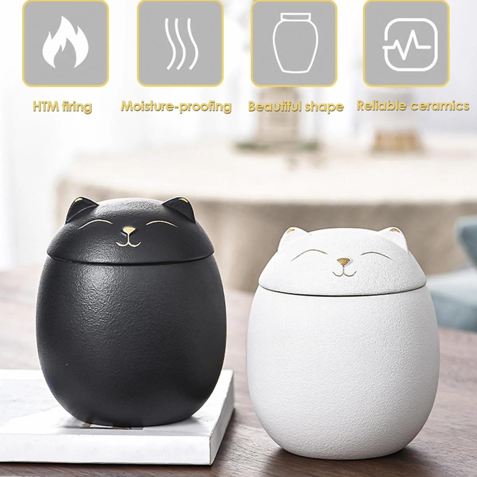 Urna per ceneri di gatto in ceramica opaca, realizzata a mano, idea regalo, bianca, L