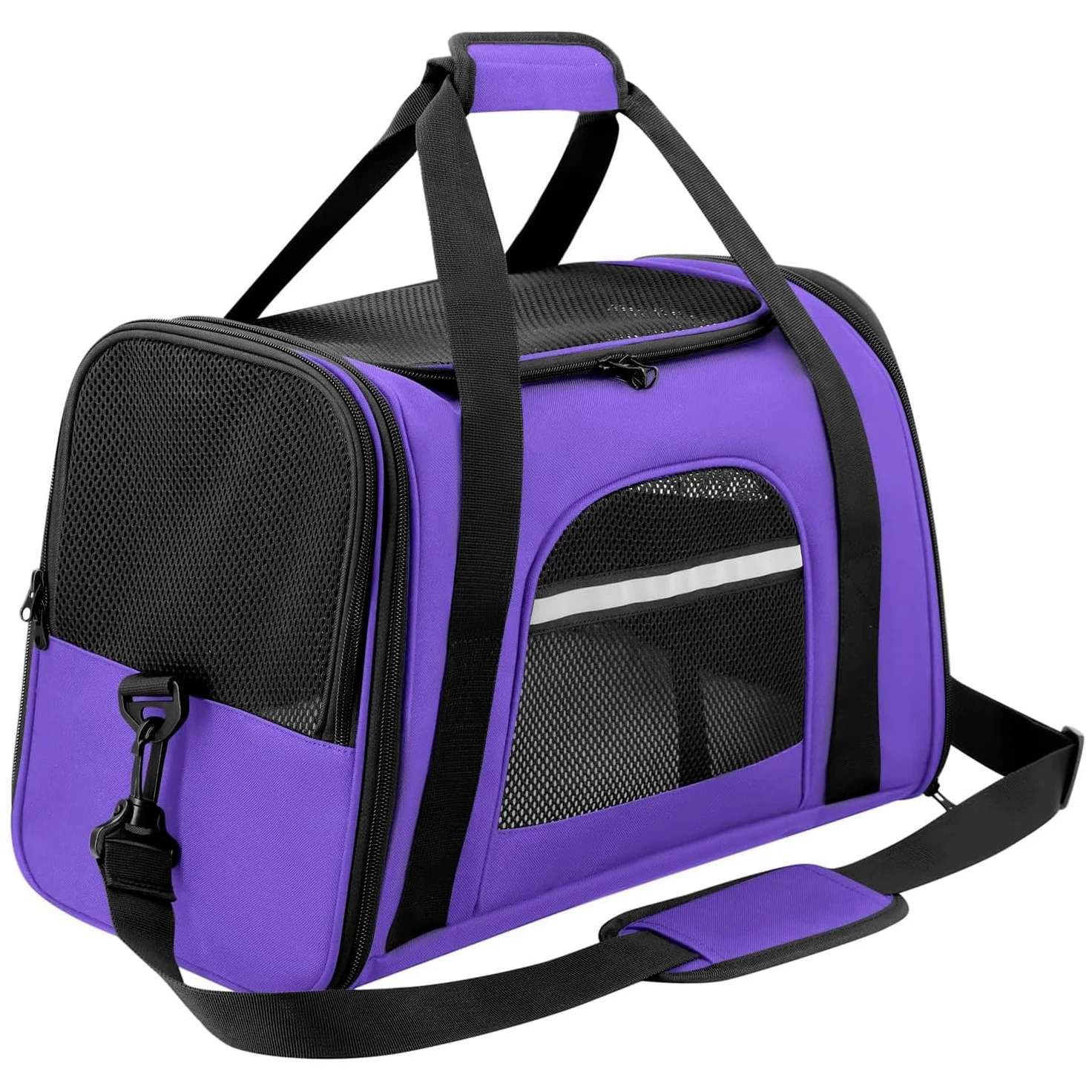 Trasportino per Cani e Gatti Borsa per Animali Portatile Pieghevole Borsa per Gatti Traspirante con Ciotola per Acqua Portatile (Viola)