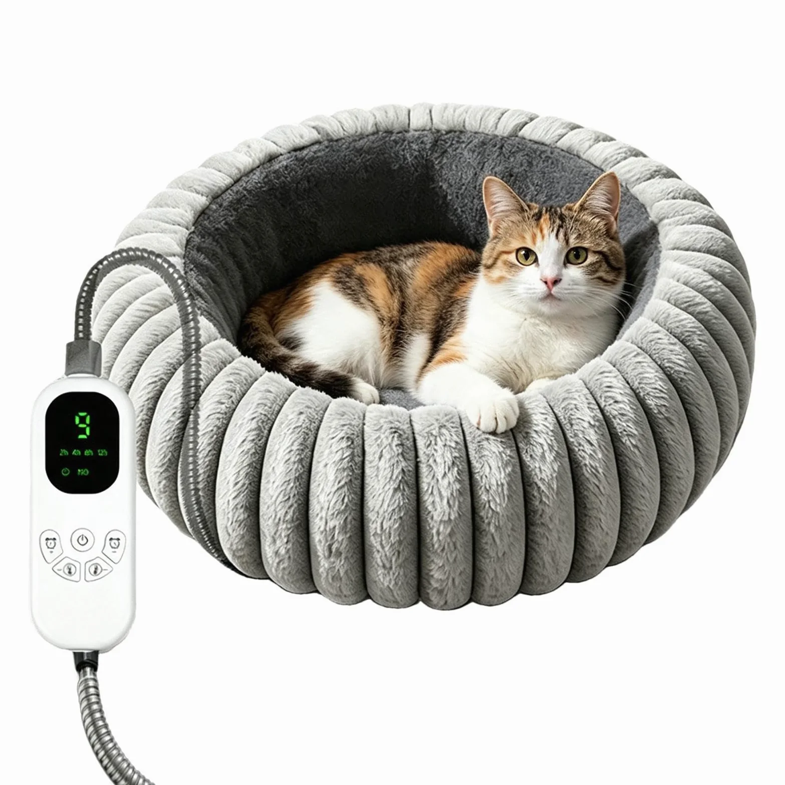 Tappetino Termico da Animali Divano Rotondo Riscaldabile Regolabile Con 9 | Cuccia Grande Per Gatti per Divano, Soggiorno, Camera da , Ufficio, Pavimento