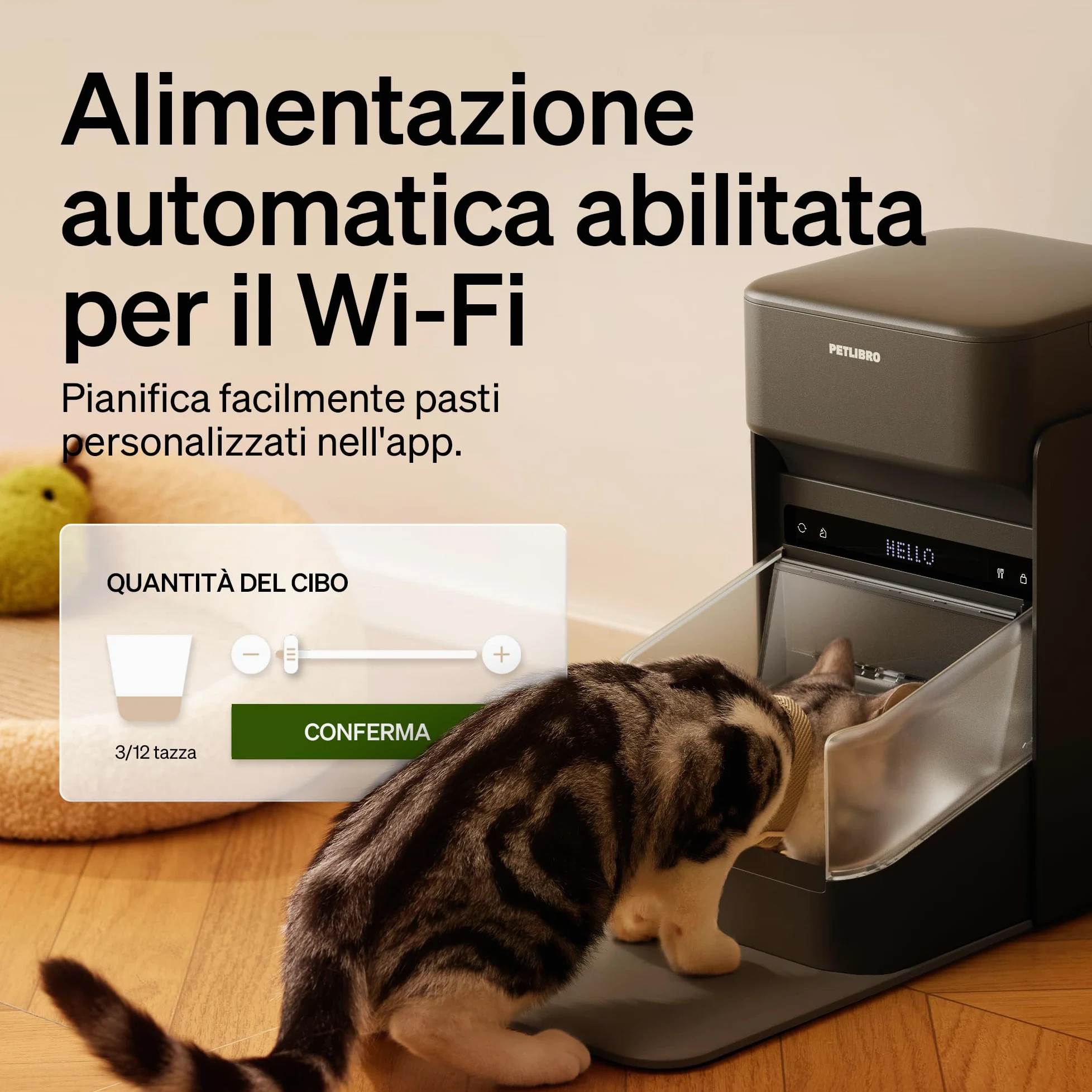 PETLIBRO Distributore automatico di cibo per gatti RFID 5G Wi-Fi, distributore automatico di cibo per gatti con sensore Collar, distributore automatico per gatti con app, 1-10 pasti, 3L, nero