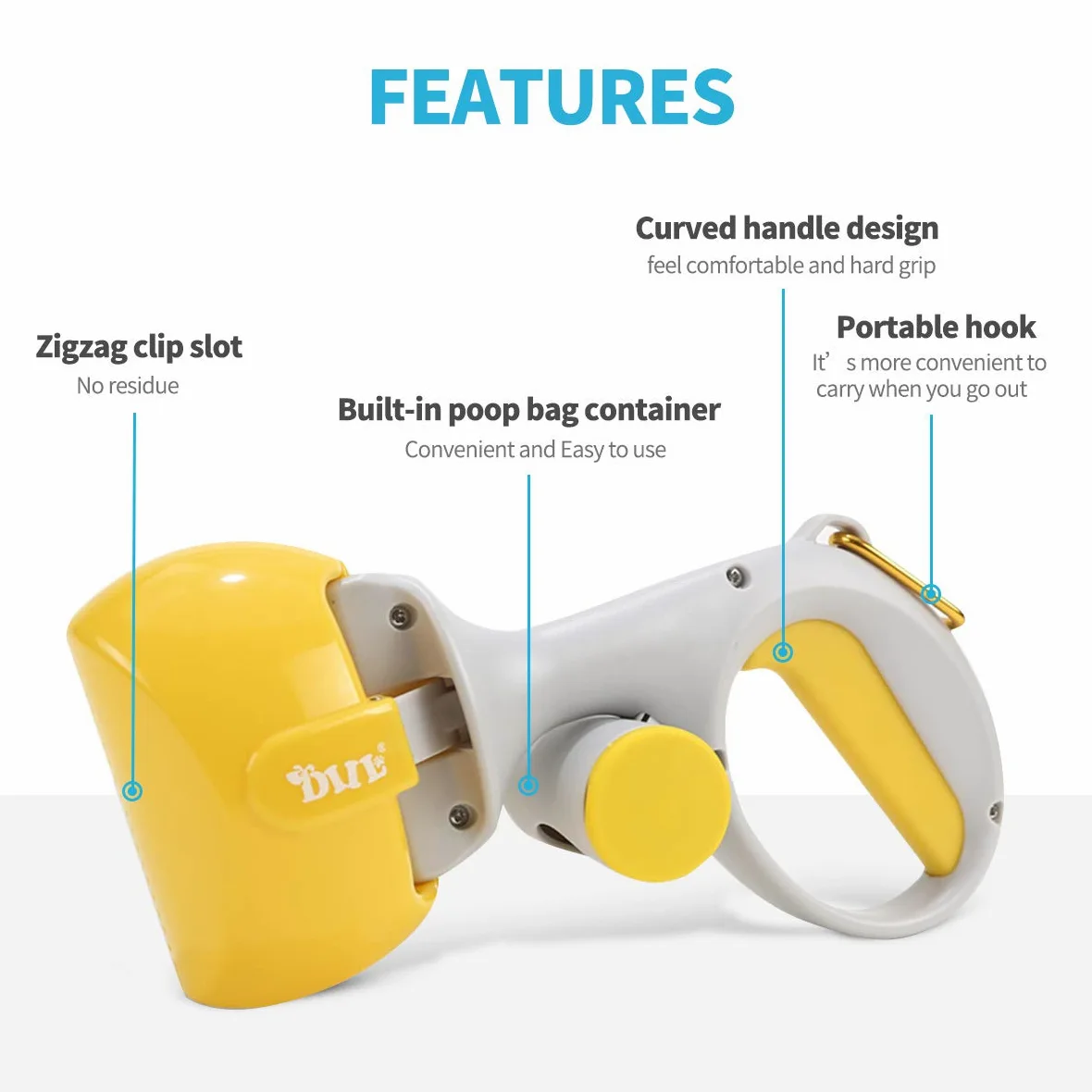 PETCUTE Palette per Escrementi Cane Pooper Scooper Paletta per raccogli feci Portatile con Sacchetti Cane