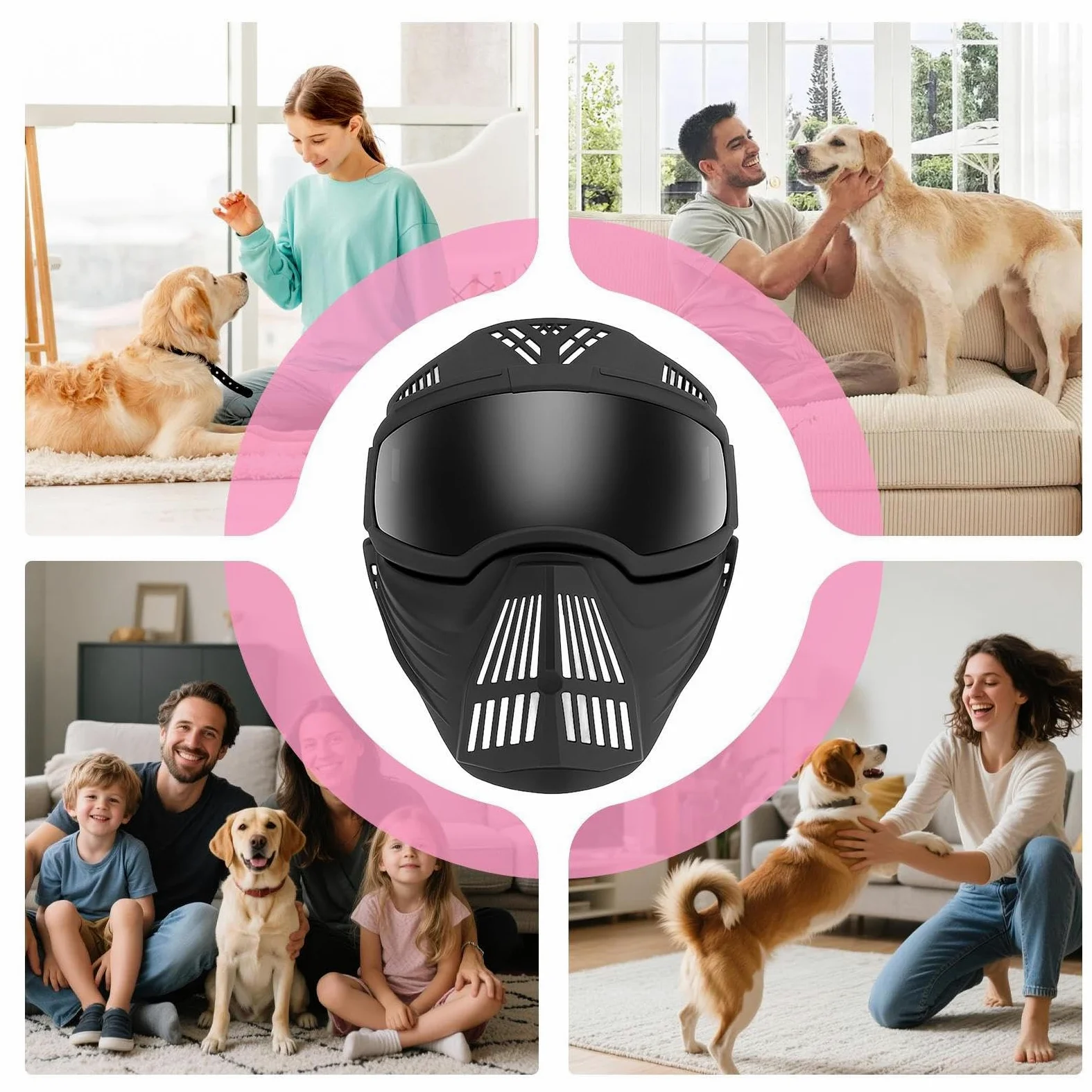 Occhiali Protettivi per Cani Occhiali Antiappannamento con Copribocca | Occhiali da Sole Regolabili Antivento e Protezione UV Viso Completo Spiaggia Campeggio Escursionismo Addestramento