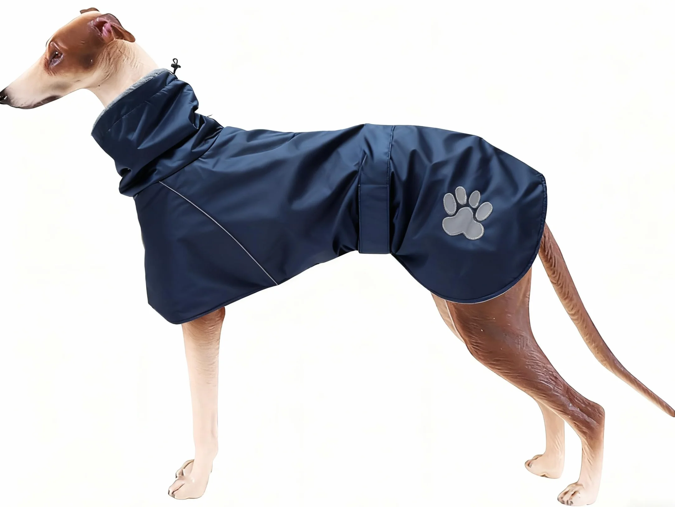Geyecete Invernale Cappotto levriero,Impermeabile Cane Taglia Grande,Cappotto cane con fodera in pile caldo,Pullover Cane con Collo alto antivento,Giacca per cani media e grande-Blu-XXL