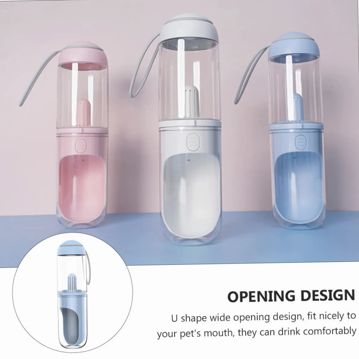 Happyyami Borraccia Portatile per Cani e Gatti 330ml, Design a U, di Perdite, Uso Sola Mano, per Uscire
