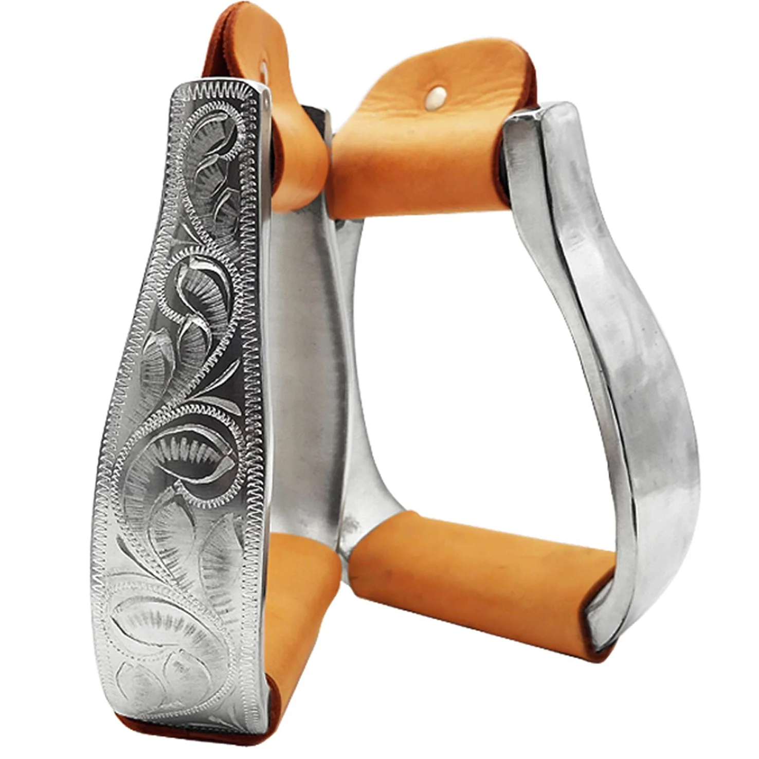 Staffe di Sicurezza per Sella - Staffe in Alluminio Stile Western avvolte in Pelle Bovina. Staffe in Alluminio Occidentale intagliate per impieghi gravosi, Confezione Regalo