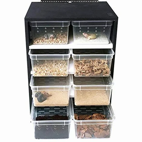 Armadietto in PVC per rettili in inverno terrario per rettili con scatole di allevamento (nero (con cuscinetto riscaldante))