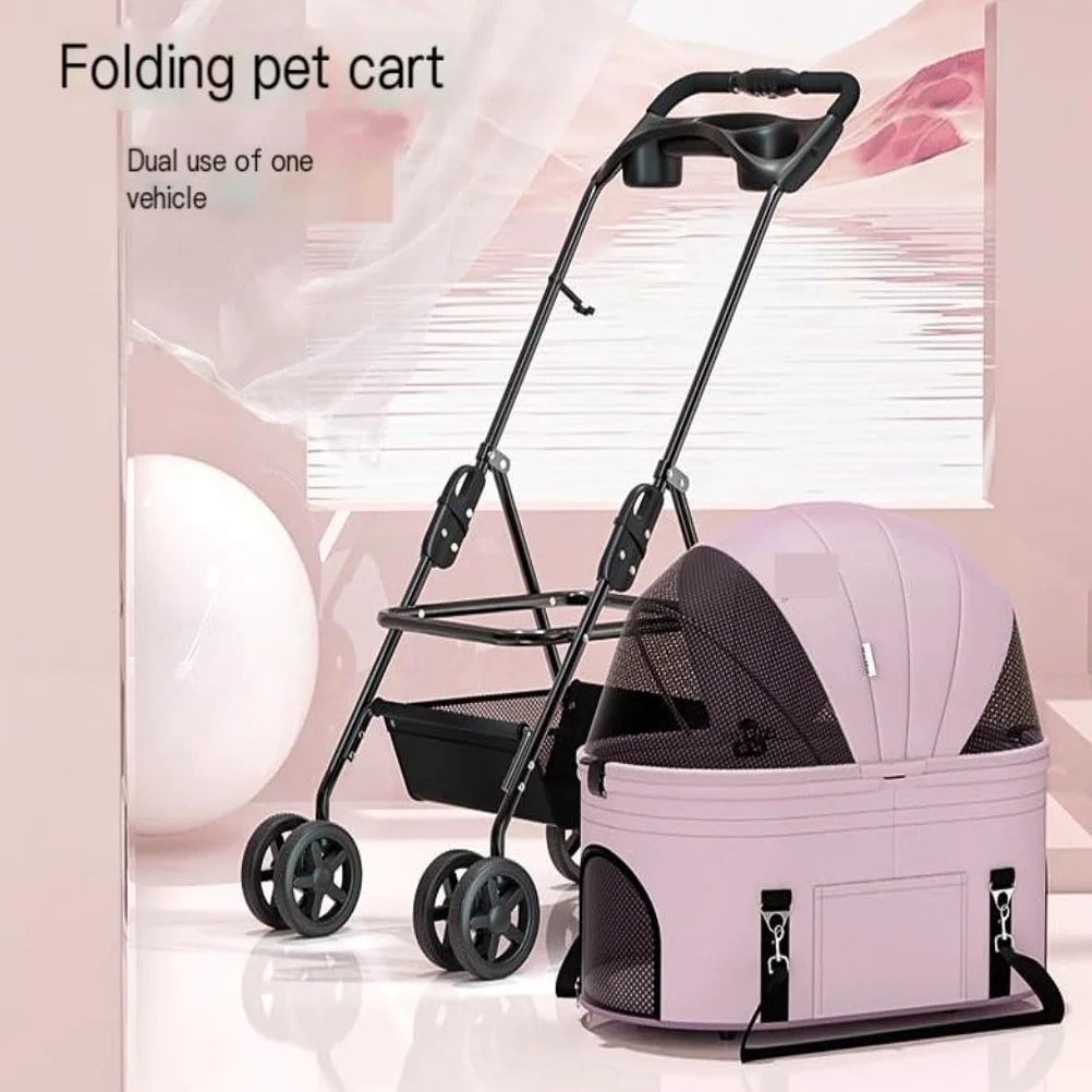 Passeggino per animali domestici, borsa separata universale per animali domestici, passeggino universale pieghevole da viaggio per cani (nero)