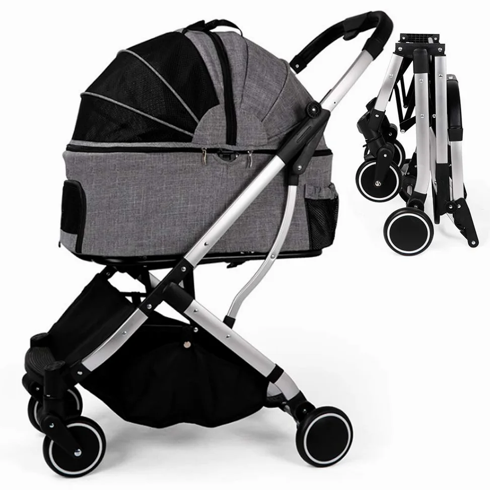 Cinque Passeggino, 4-Wheel Cat Passeggino, Jogger Cinque Passeggino, Gatto Cane Cage Passeggino, Pieghevole Cane Passeggino con Staccabile Vettore E Bagagli Carrello di Piccole E Medie Pet