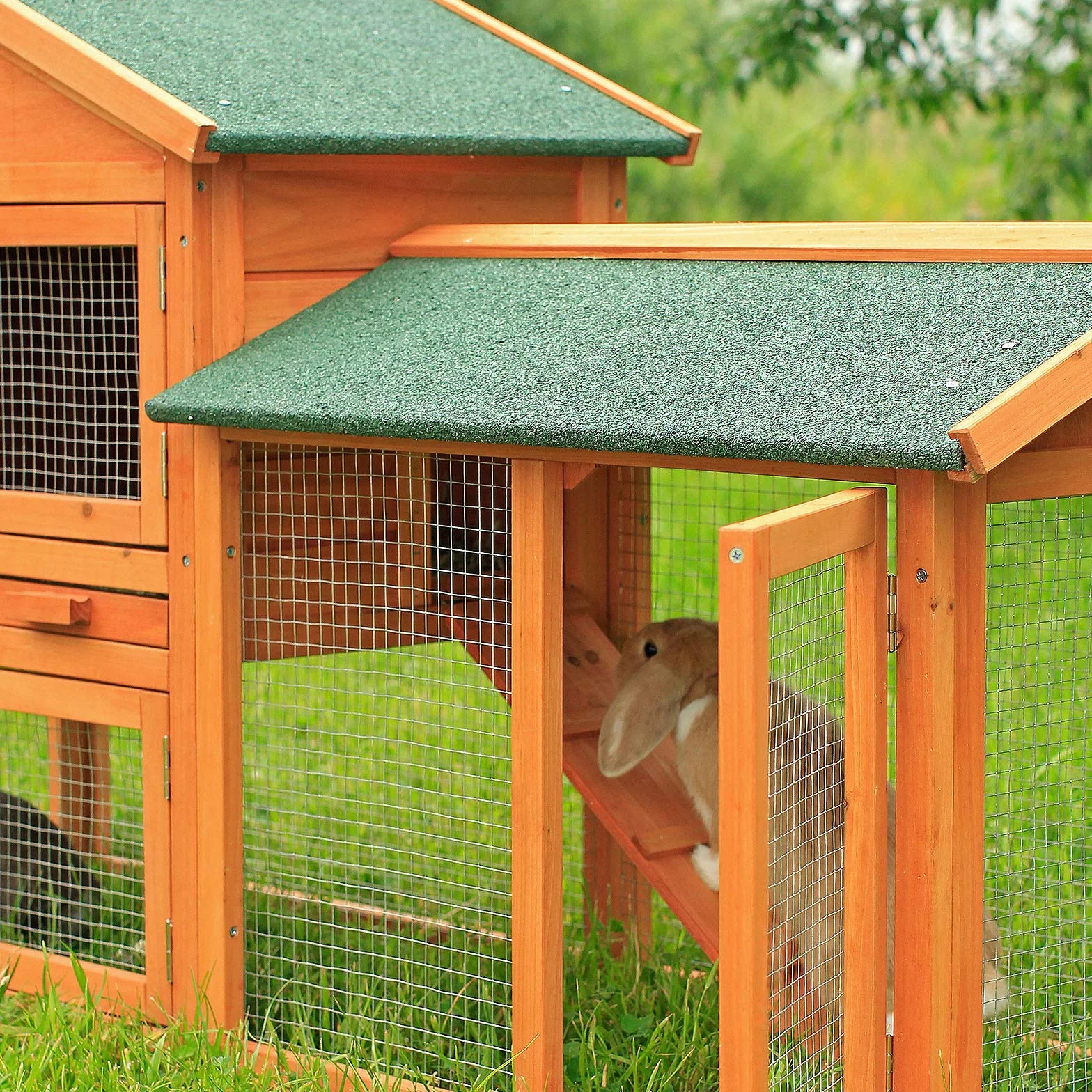 lionto Gabbia Coniglio Legno Casetta Animali da Compagnia Gabbia Esterno 147x52x85 cm