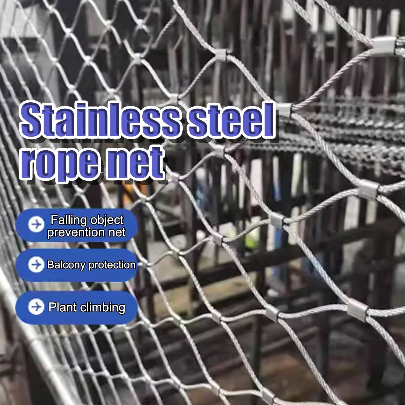 Rete di sicurezza flessibile in metallo resistente, griglia di sicurezza multiuso, per balconi e scale, 6 x 0,7 m, pannello di protezione per animali domestici e bambini, soluzione di sicurezza
