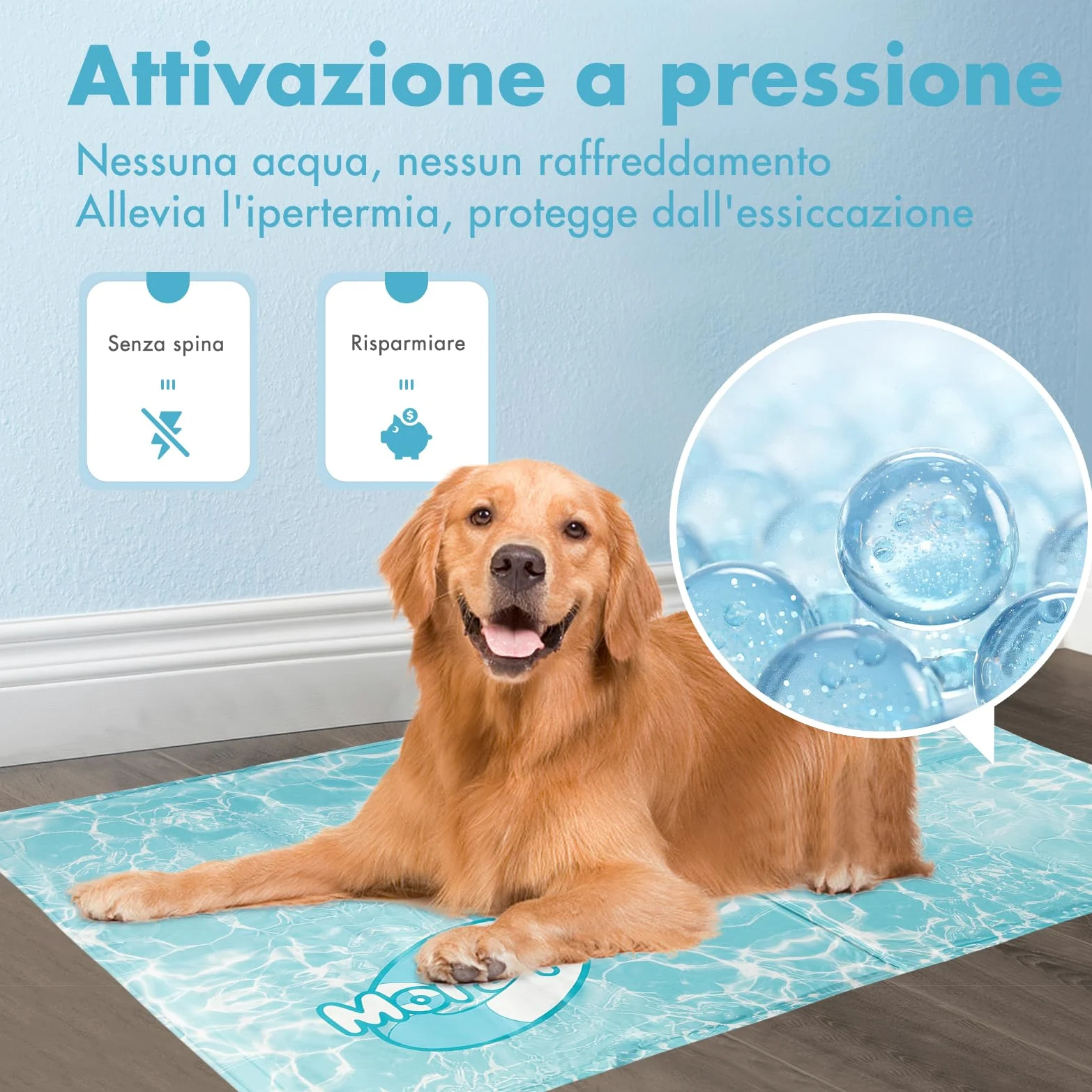 Pawtasy Tappetino Refrigerante per Cani e Gatti Tappeto Rinfrescante in Gel Non Tossico Materassino Raffreddamento per Animali Perfetto per Cani e Gatti in Estate XXL 120 x 80 cm